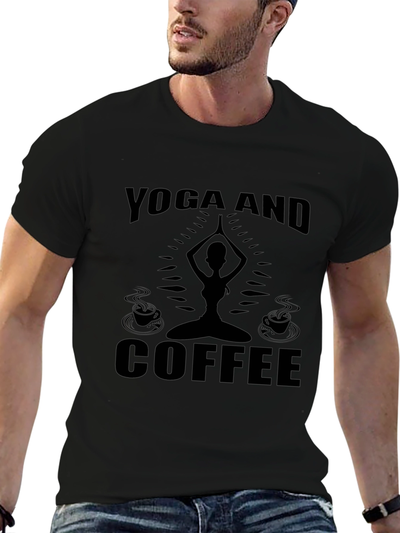 Yoga and Coffee Black Graphic Tee