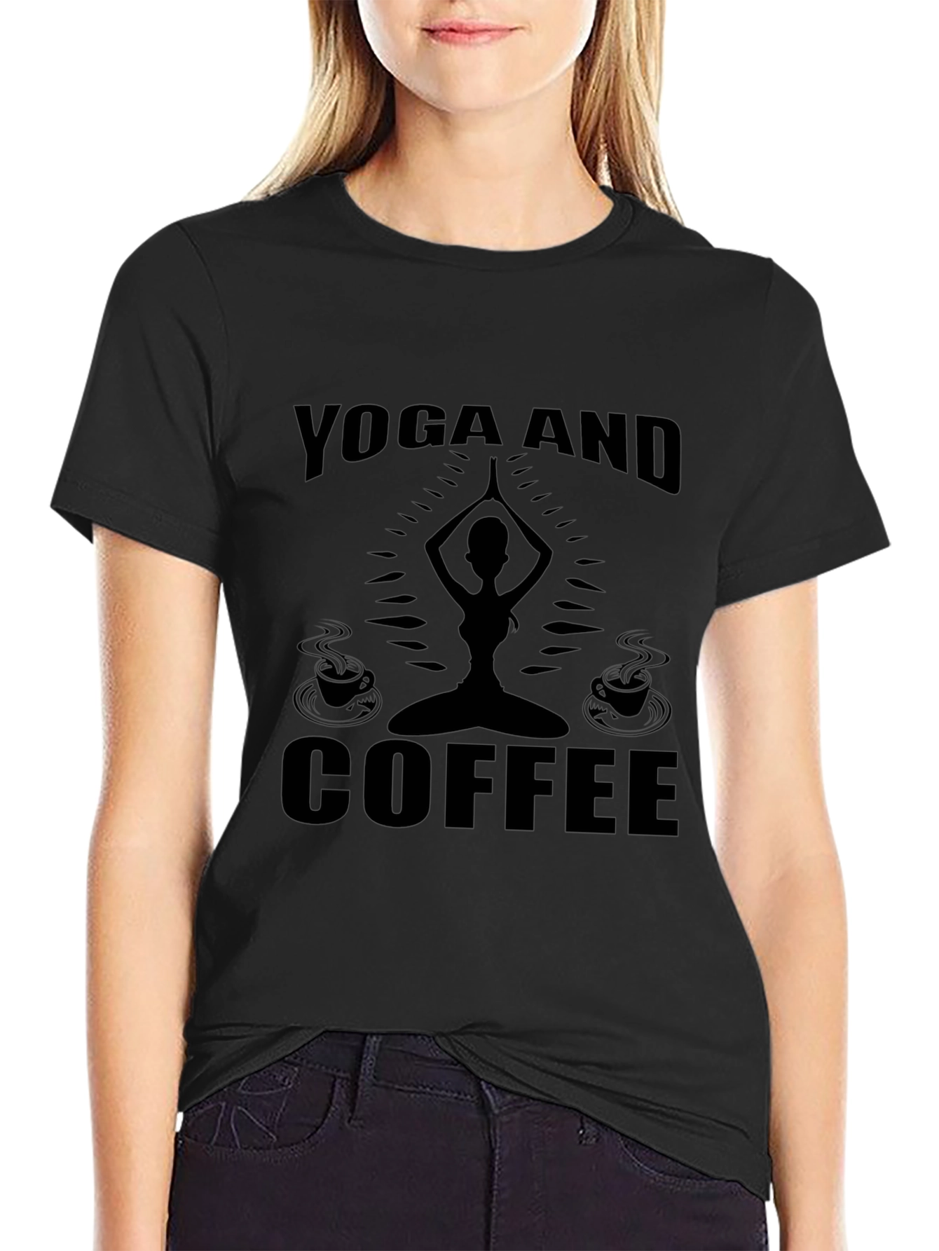 Yoga and Coffee Black Graphic Tee