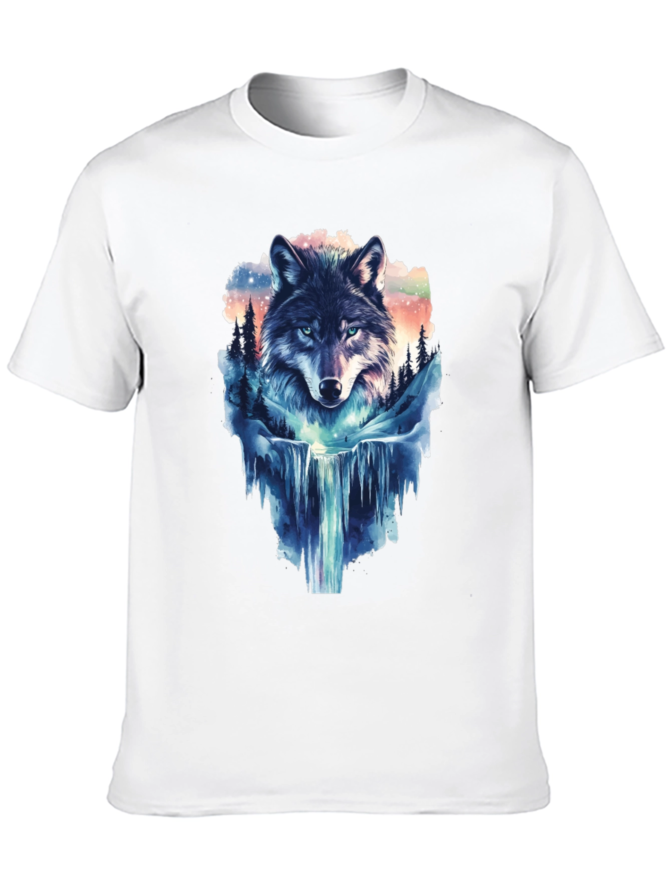 Wolf Waterfall Graphic T-Shirt