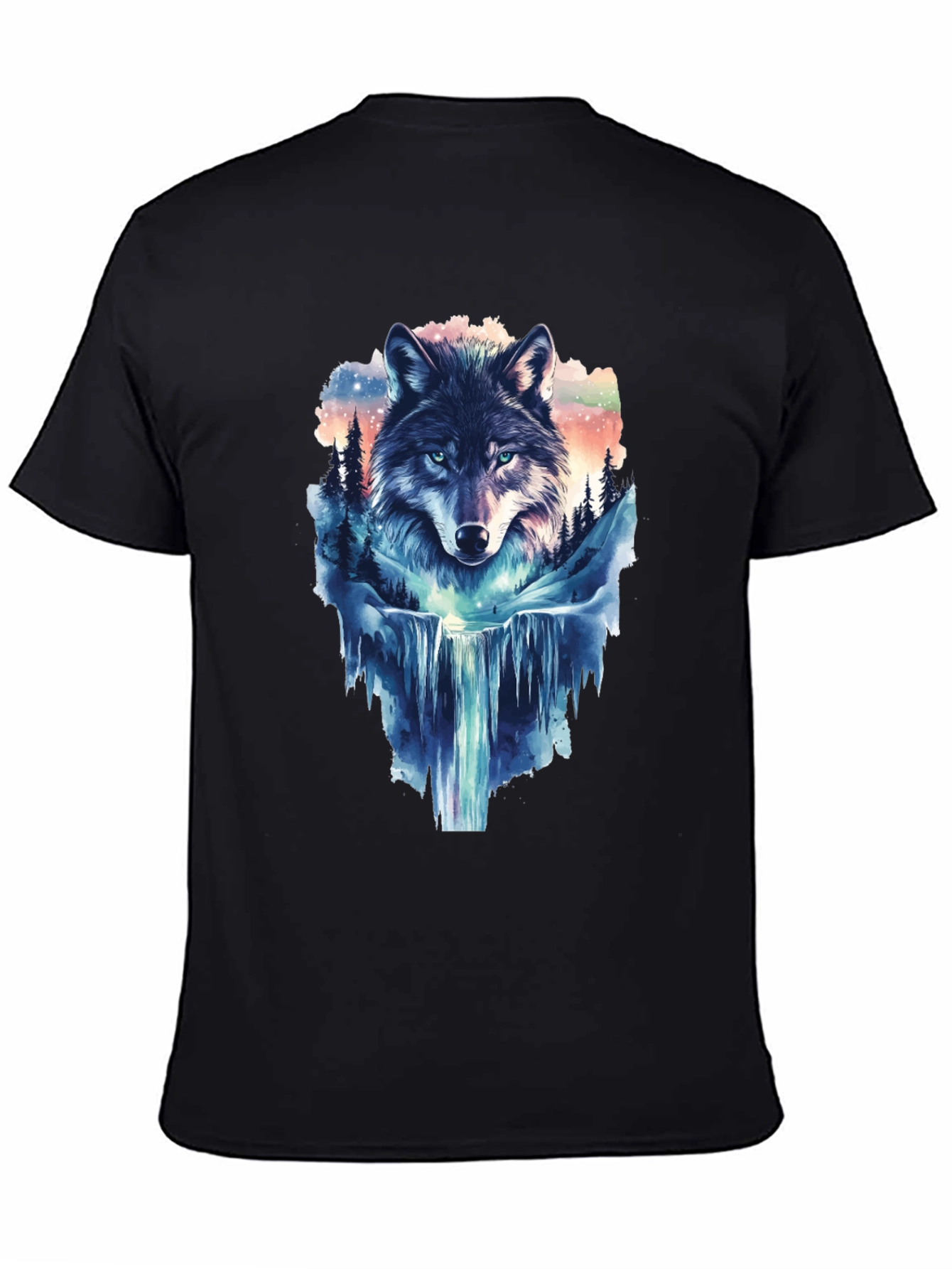 Wolf Waterfall Graphic T-Shirt