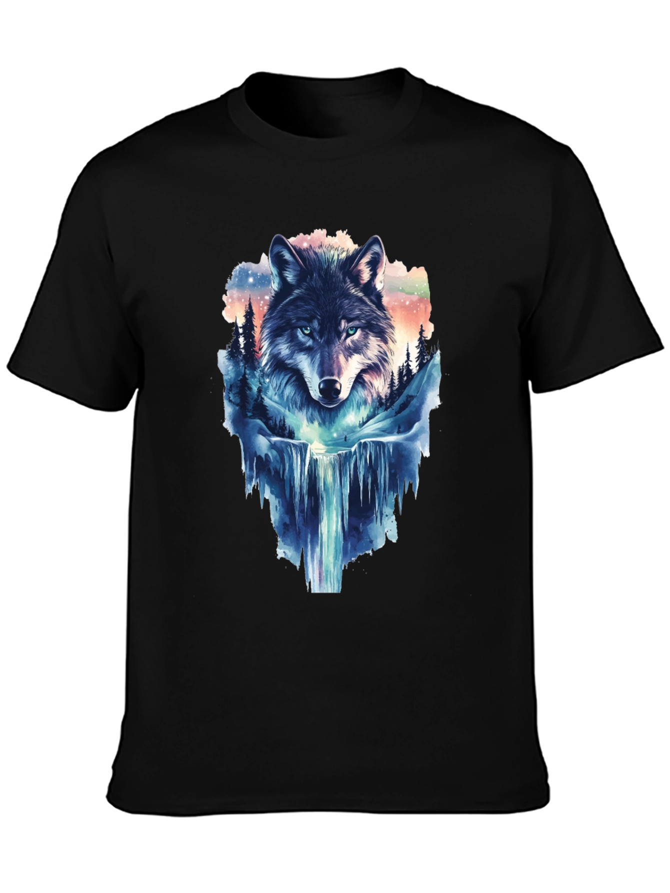 Wolf Waterfall Graphic T-Shirt
