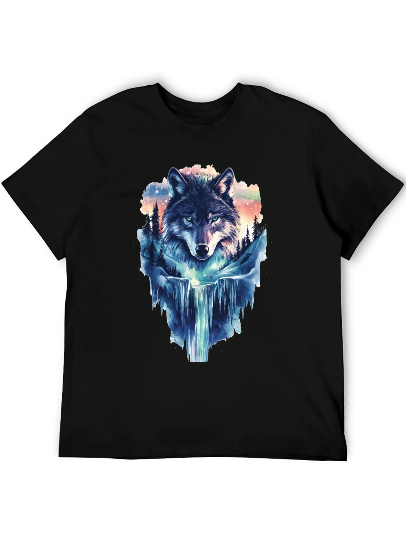 Wolf Waterfall Graphic T-Shirt