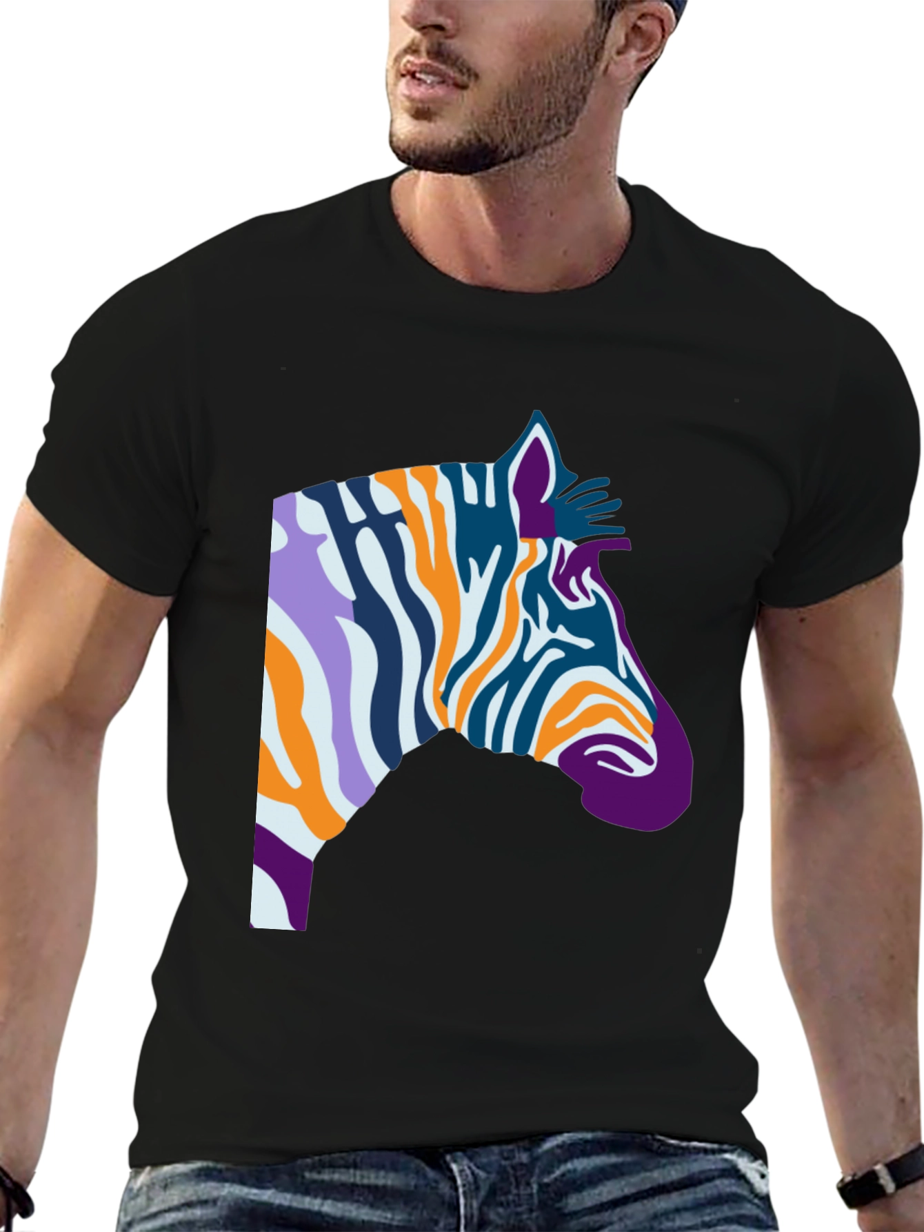 Abstract Zebra Graphic Tee - Cool Casual Style