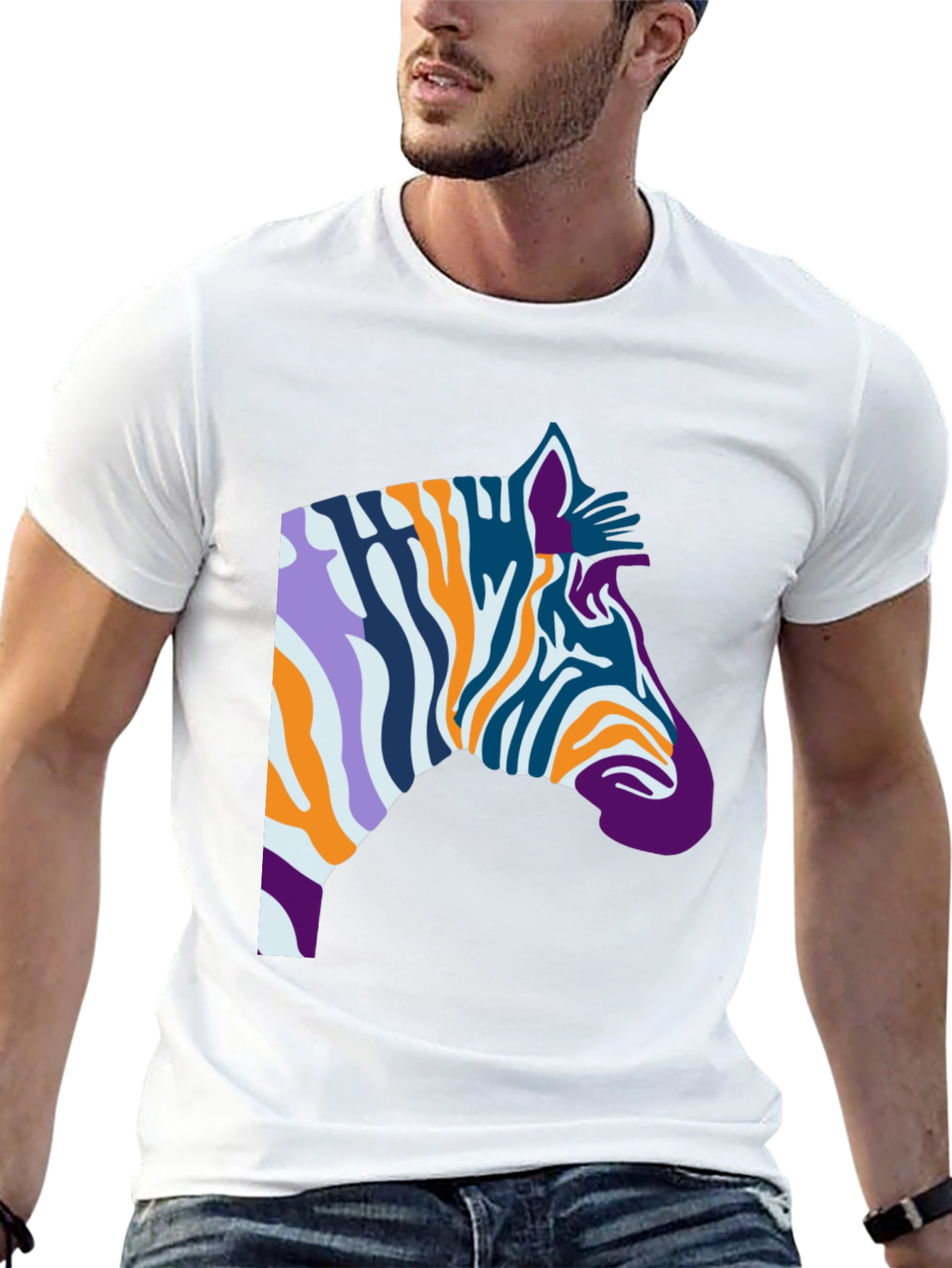 Abstract Zebra Graphic Tee - Cool Casual Style