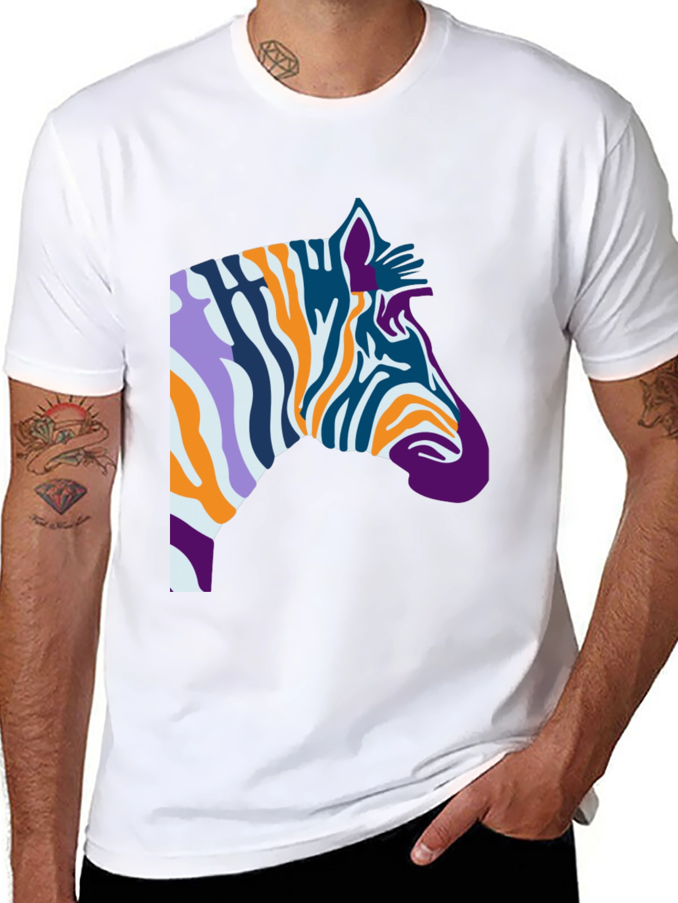 Abstract Zebra Graphic Tee - Cool Casual Style