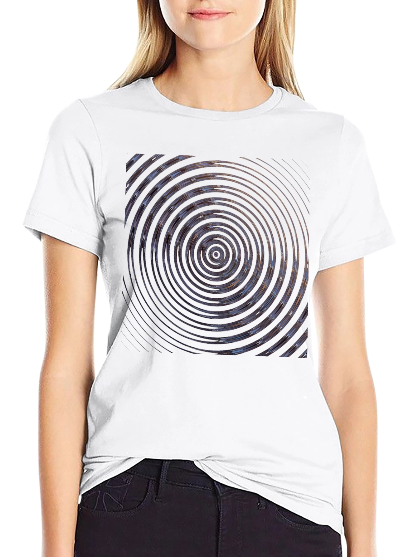 Abstract Circle Graphic Print Black T-Shirt