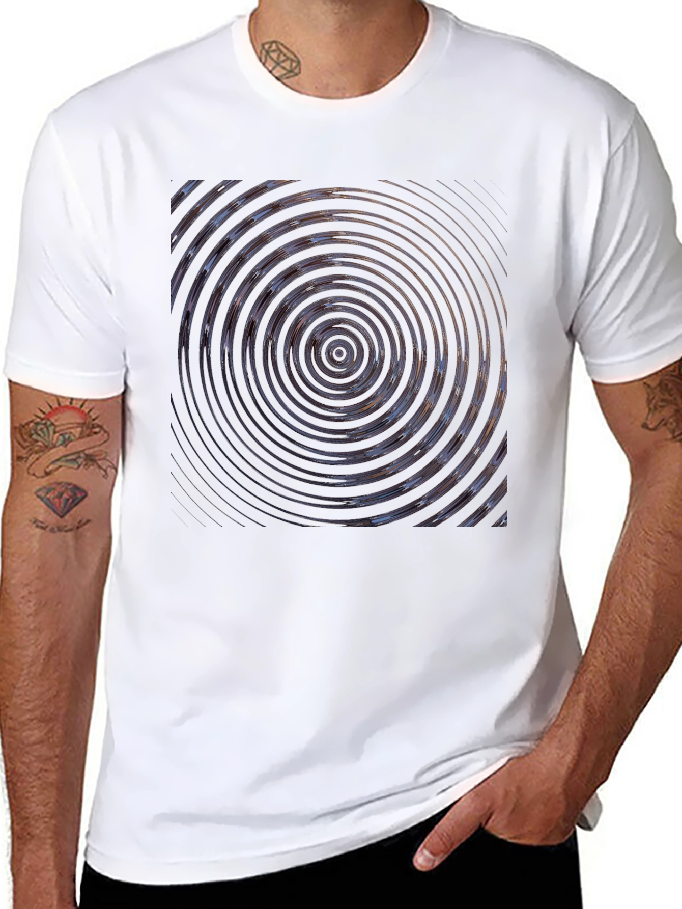 Abstract Circle Graphic Print Black T-Shirt
