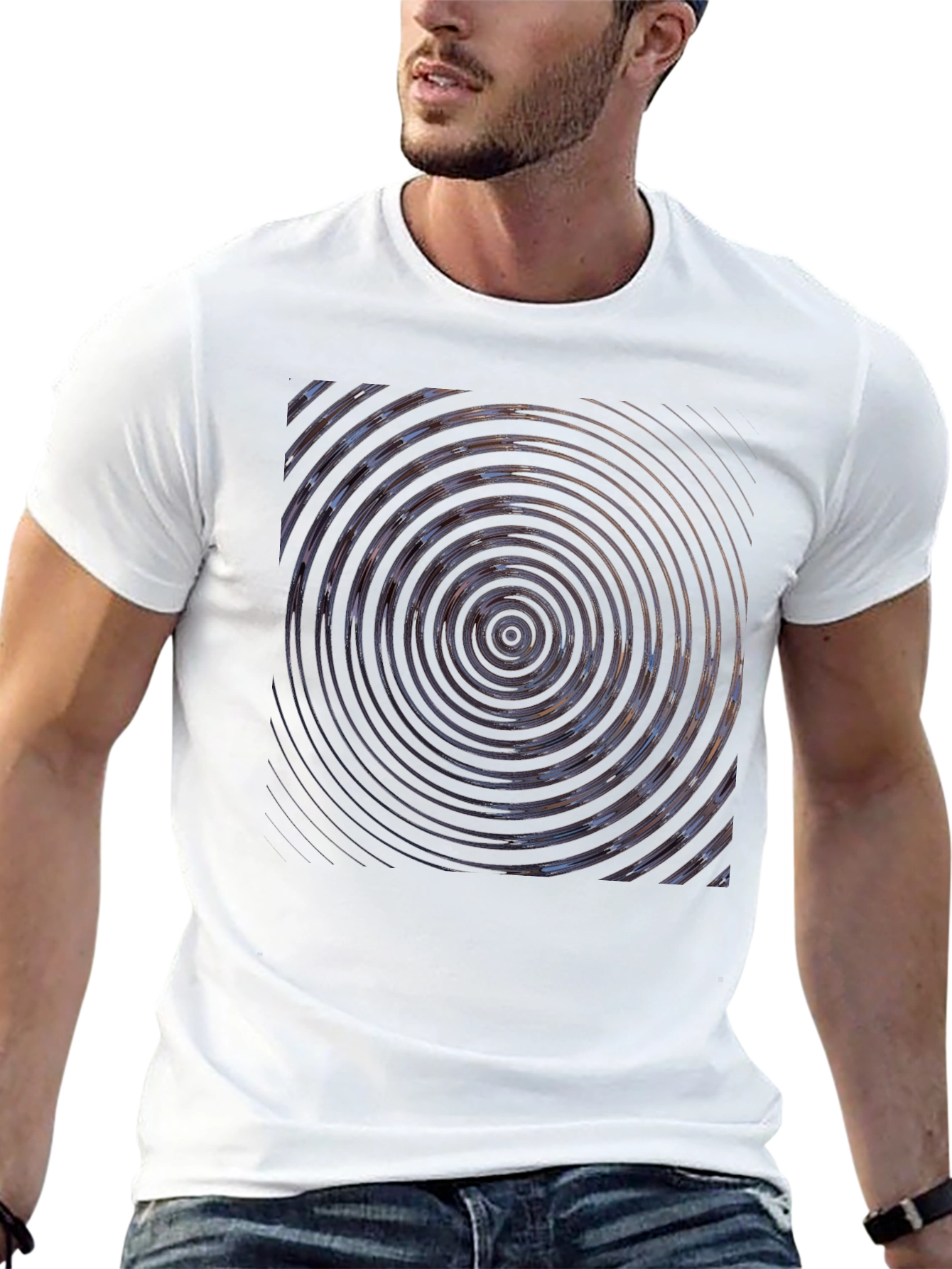 Abstract Circle Graphic Print Black T-Shirt