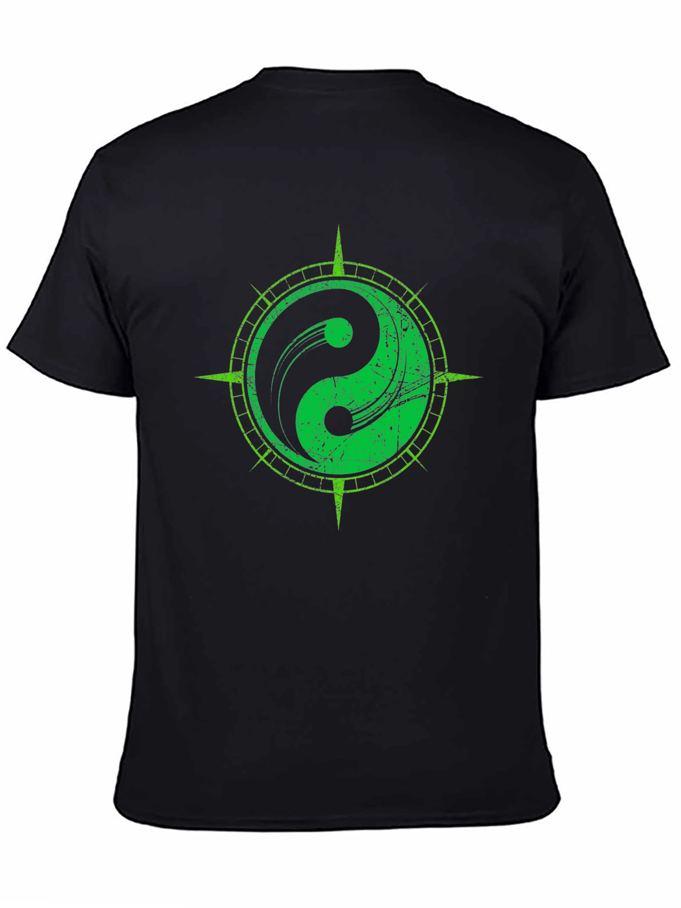 Yin Yang Compass Graphic Tee - Black
