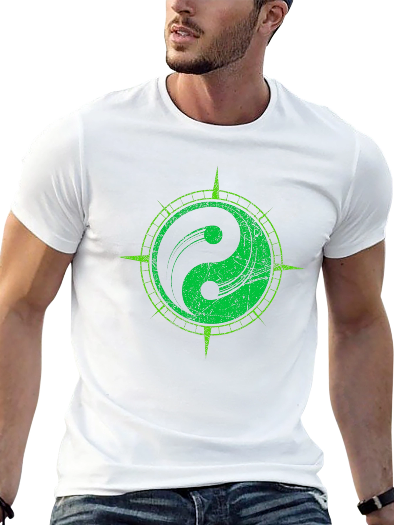 Yin Yang Compass Graphic Tee - Black