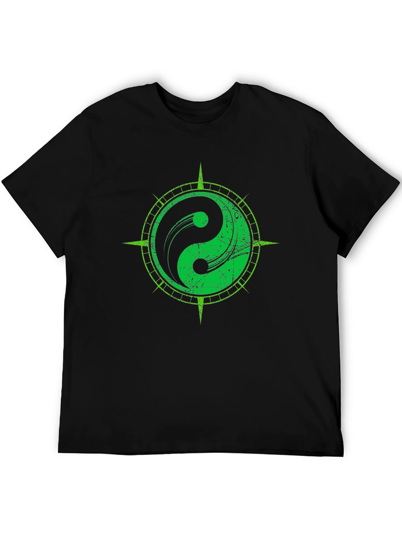 Yin Yang Compass Graphic Tee - Black