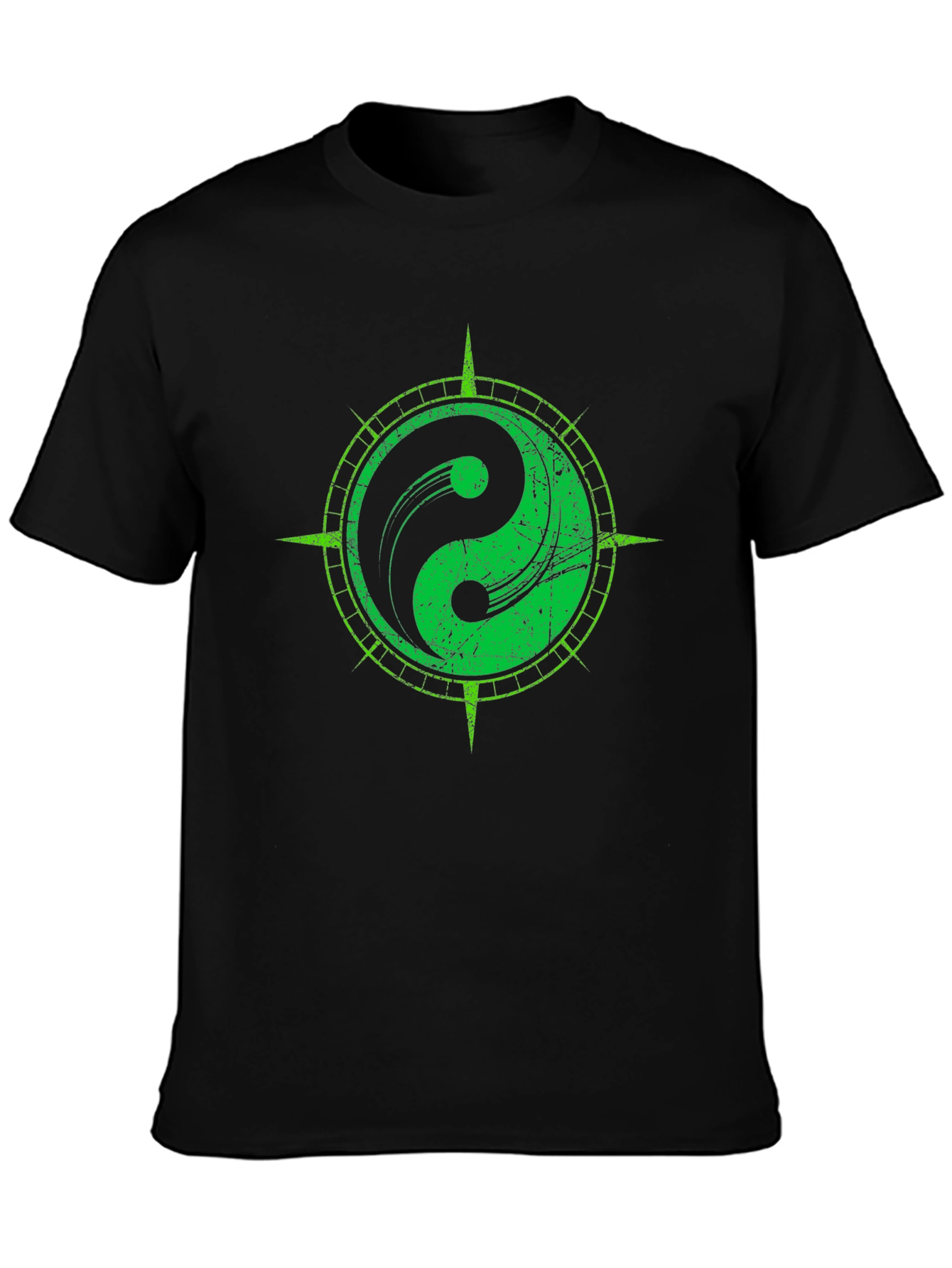 Yin Yang Compass Graphic Tee - Black