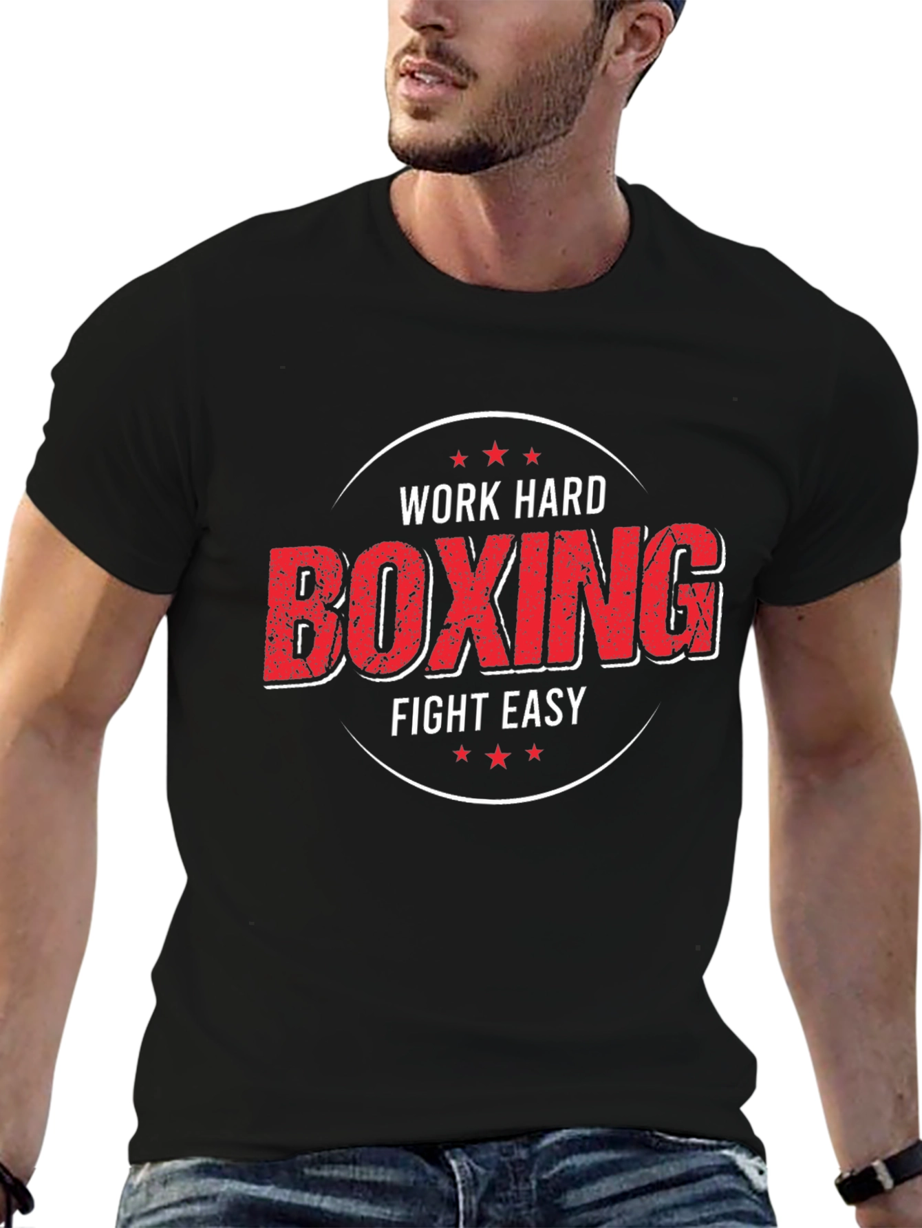 Work Hard Boxing Fight Easy Graphic T-Shirt