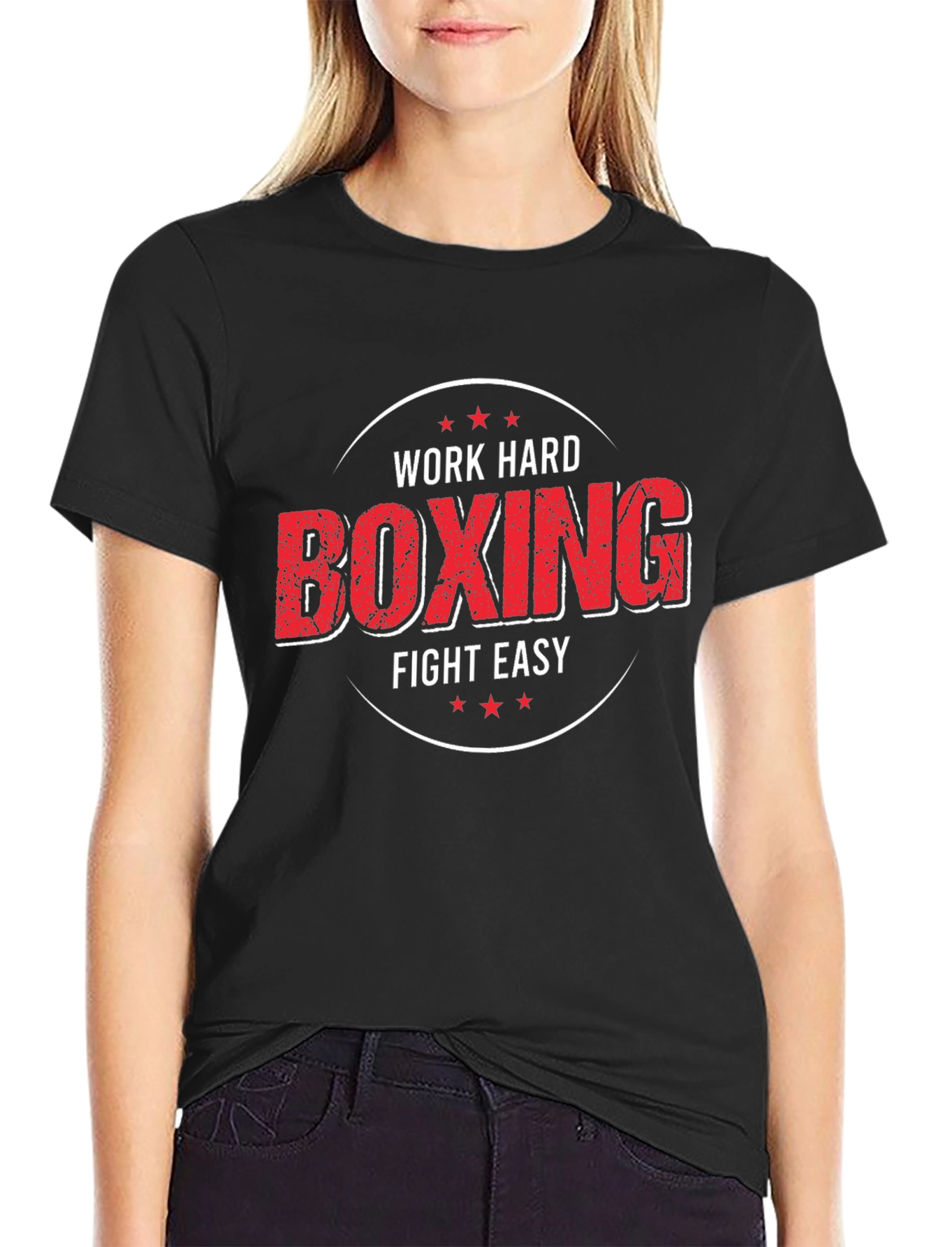 Work Hard Boxing Fight Easy Graphic T-Shirt