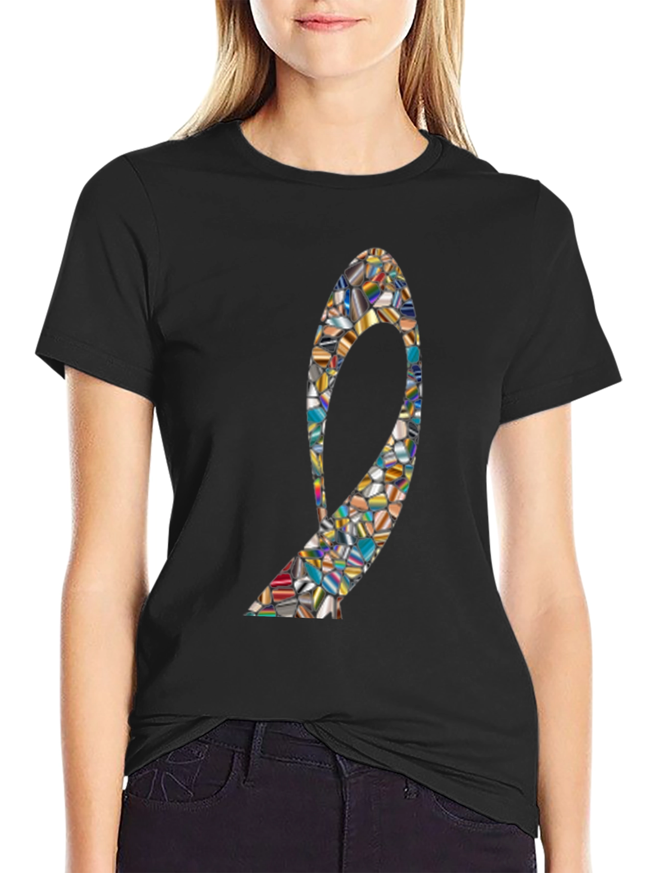 Abstract Mosaic High Heel T-Shirt
