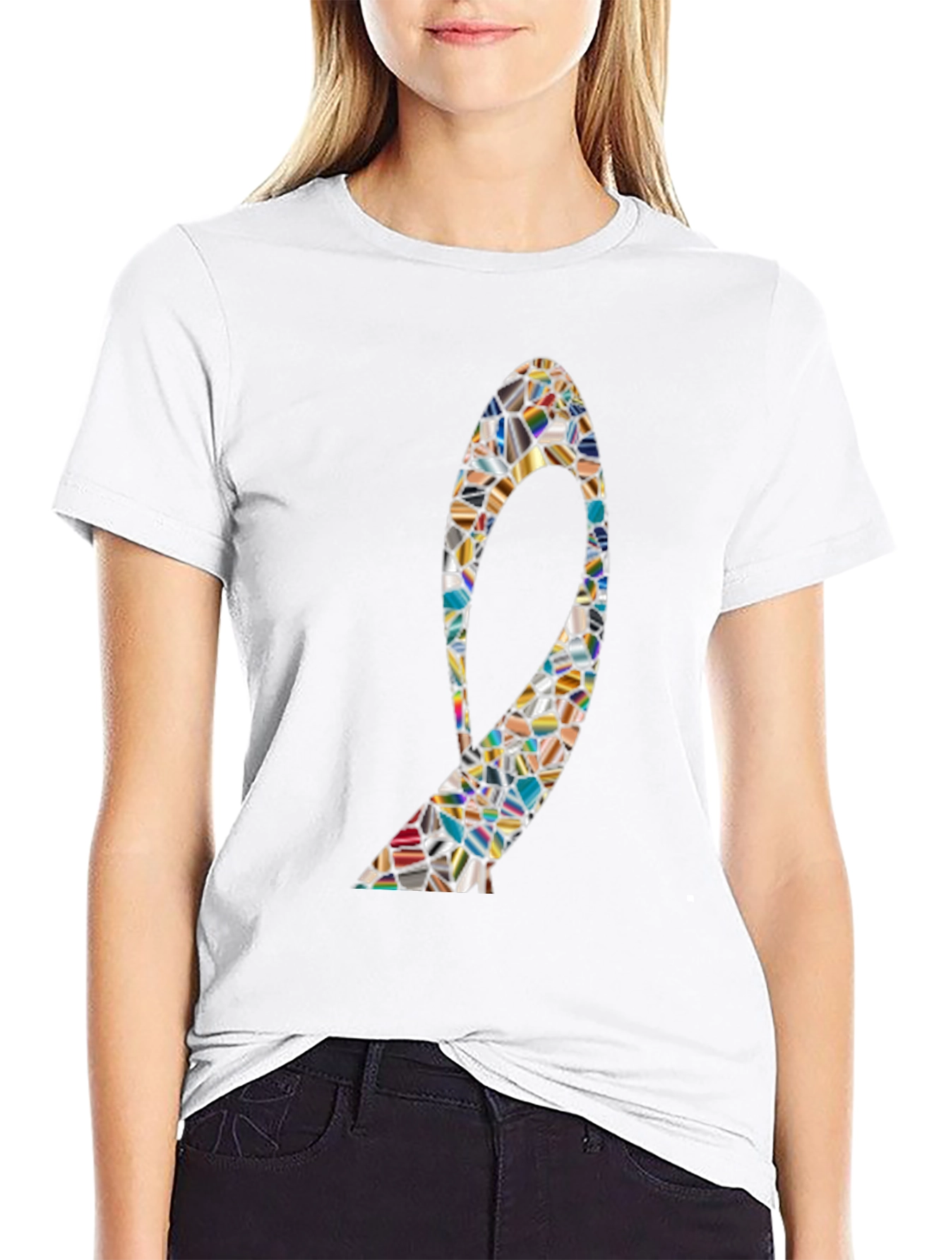 Abstract Mosaic High Heel T-Shirt