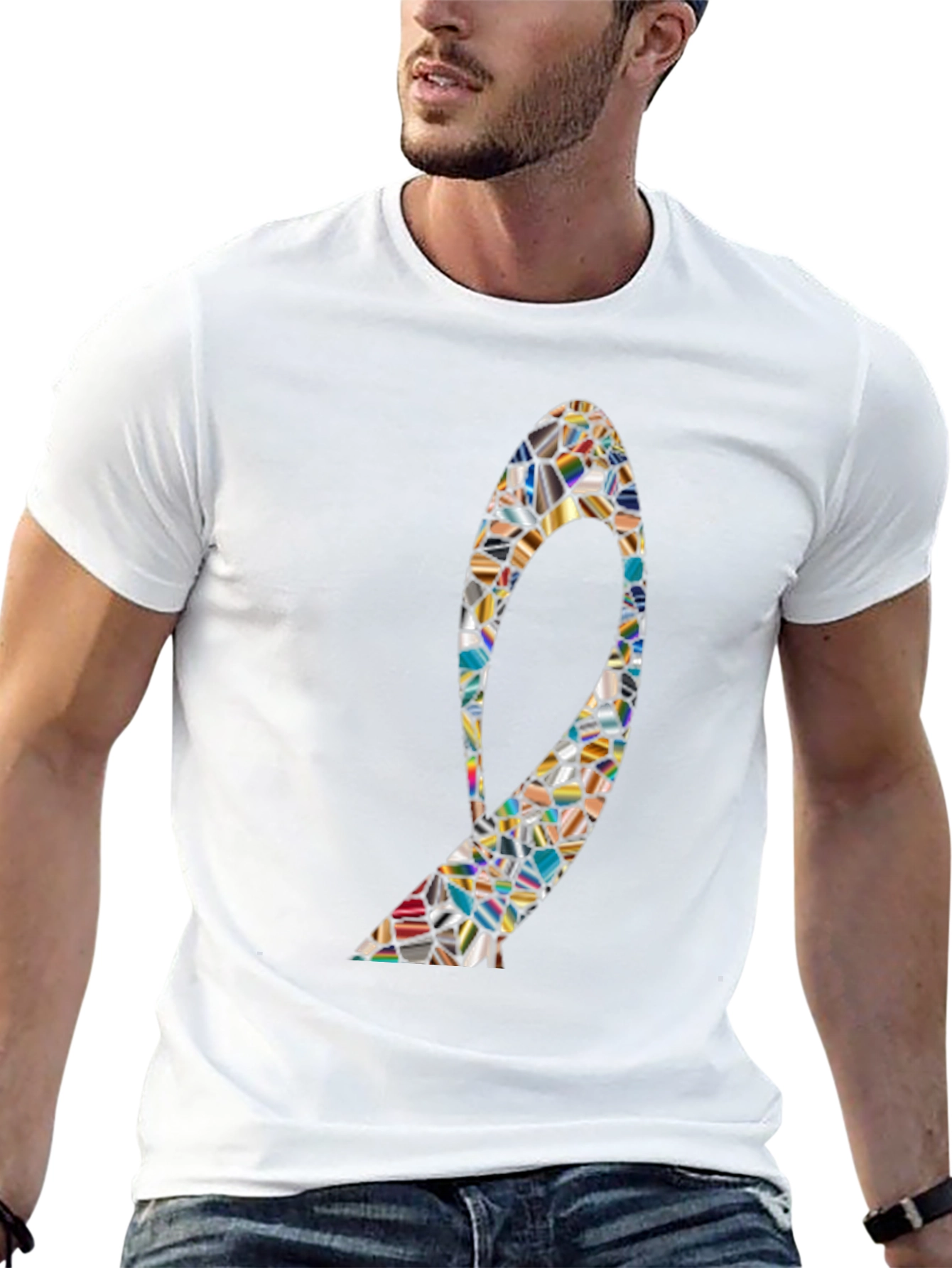Abstract Mosaic High Heel T-Shirt
