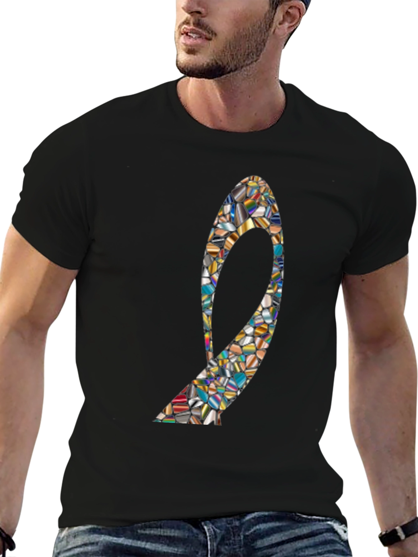 Abstract Mosaic High Heel T-Shirt