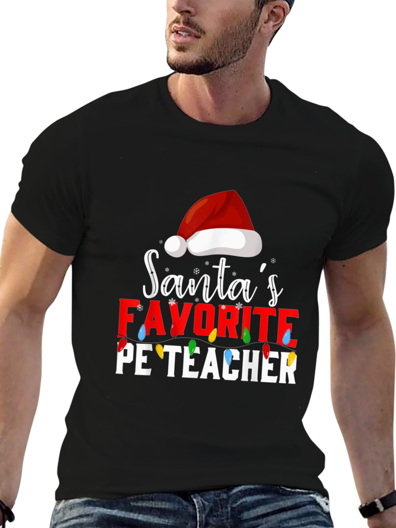Santas Favorite PE Teacher Holiday T-Shirt