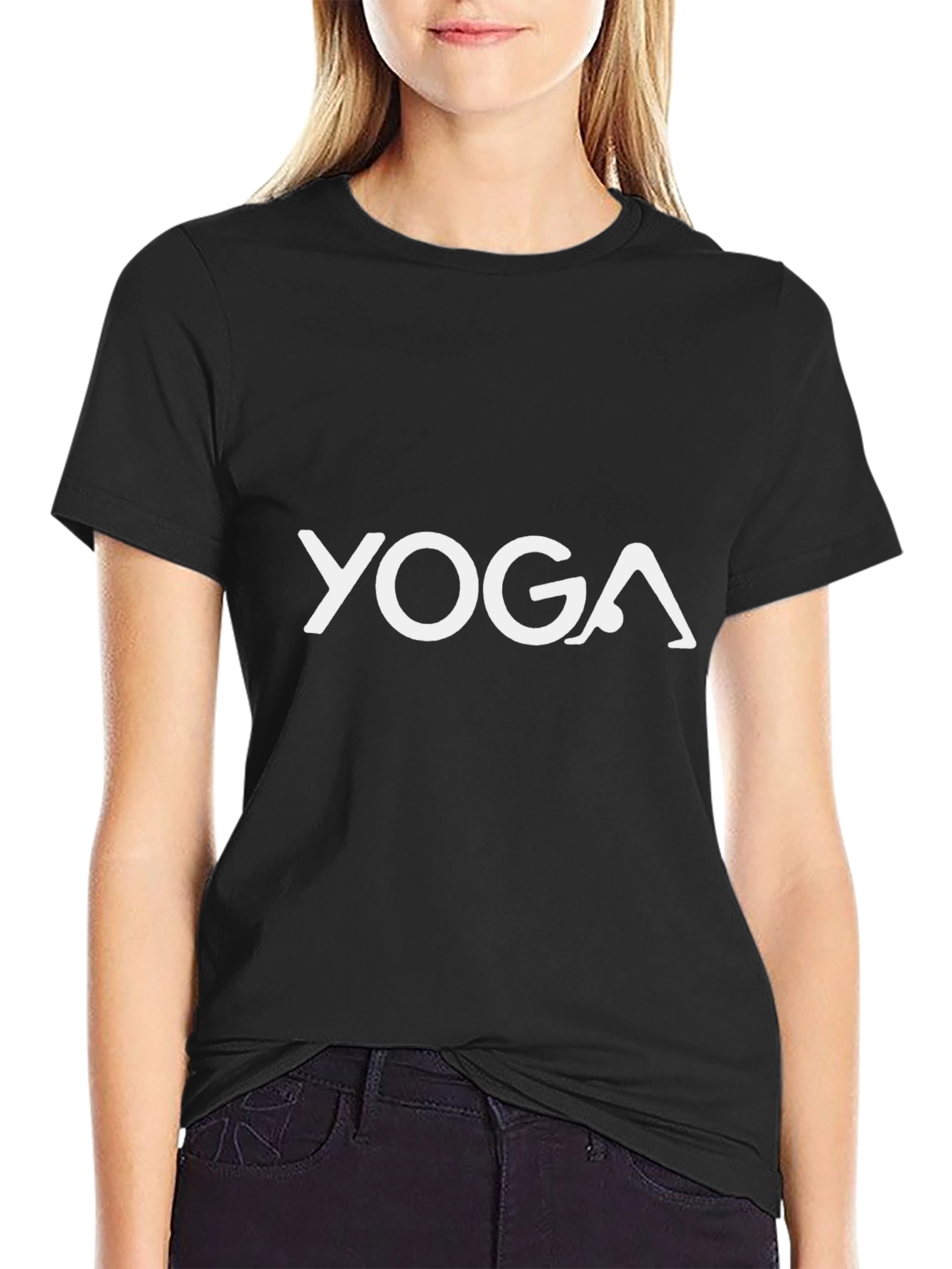 Yoga Pose T-Shirt - Black Cotton Blend