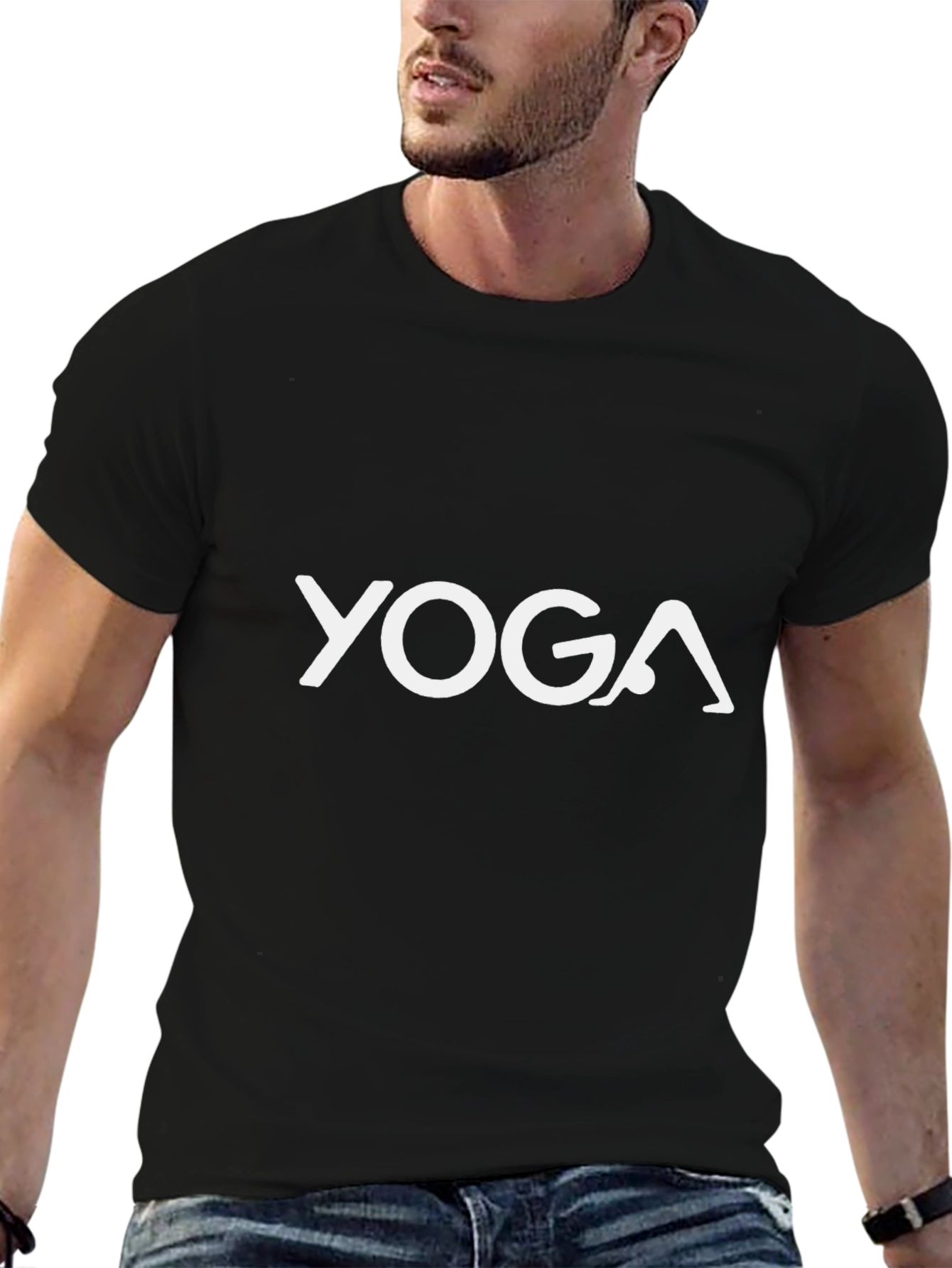 Yoga Pose T-Shirt - Black Cotton Blend
