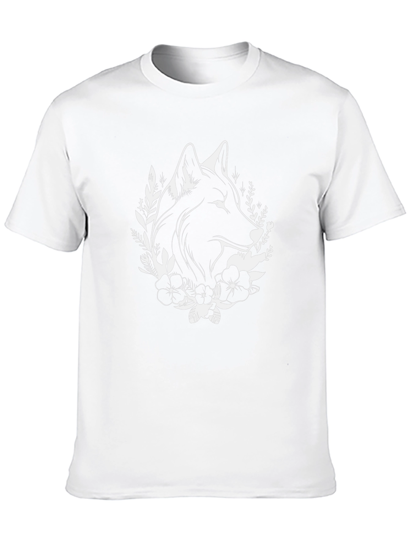 Wolf Floral Graphic Tee - Black