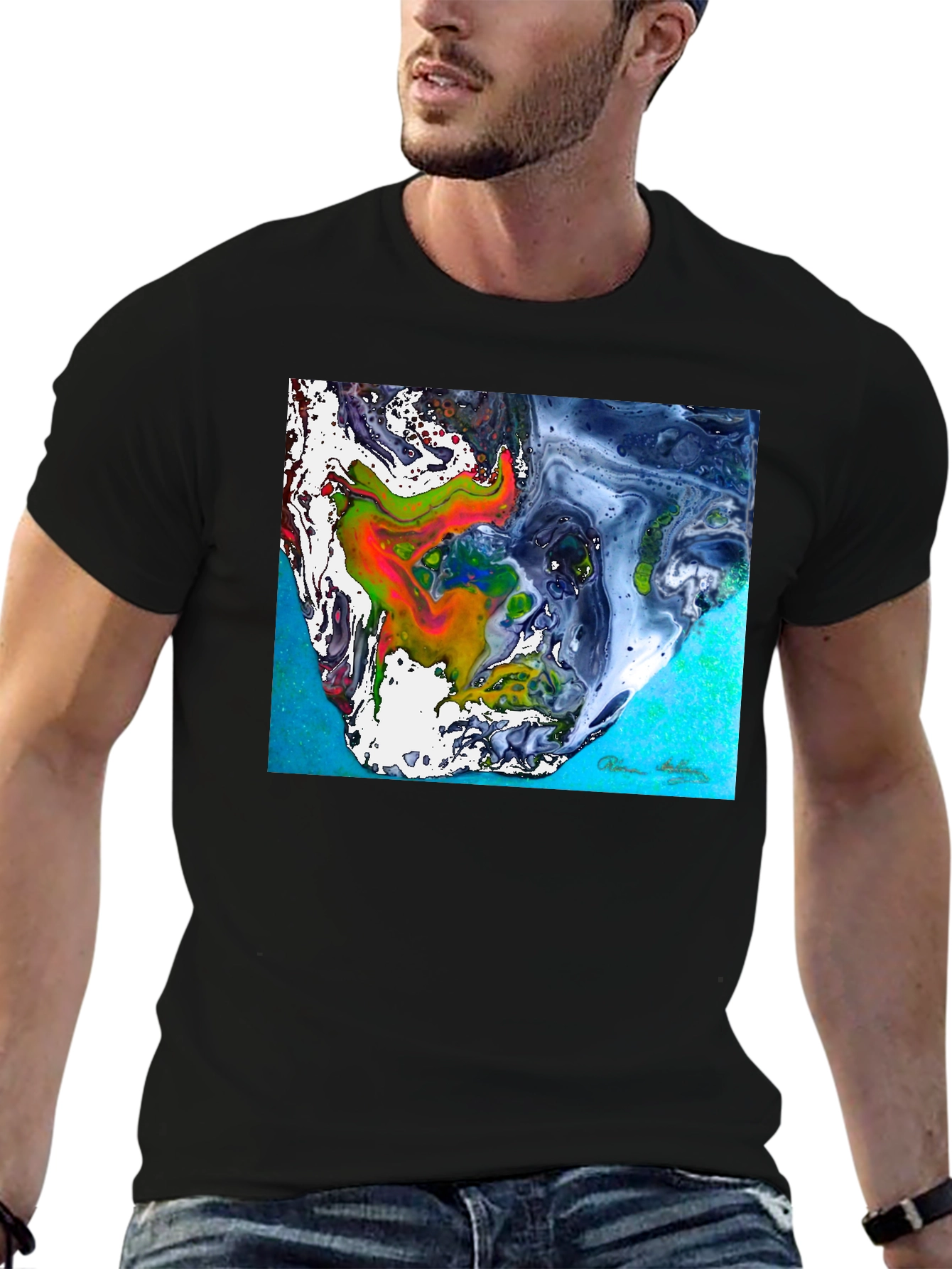 Abstract Art Graphic Tee - Mens Black T-Shirt