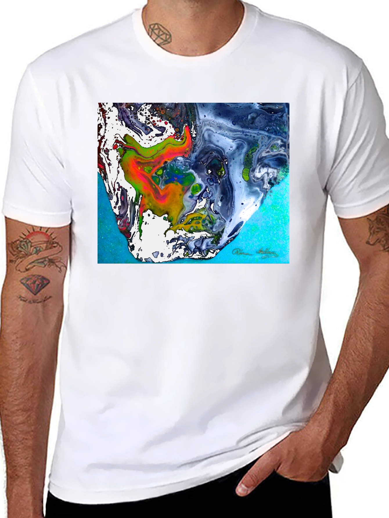 Abstract Art Graphic Tee - Mens Black T-Shirt