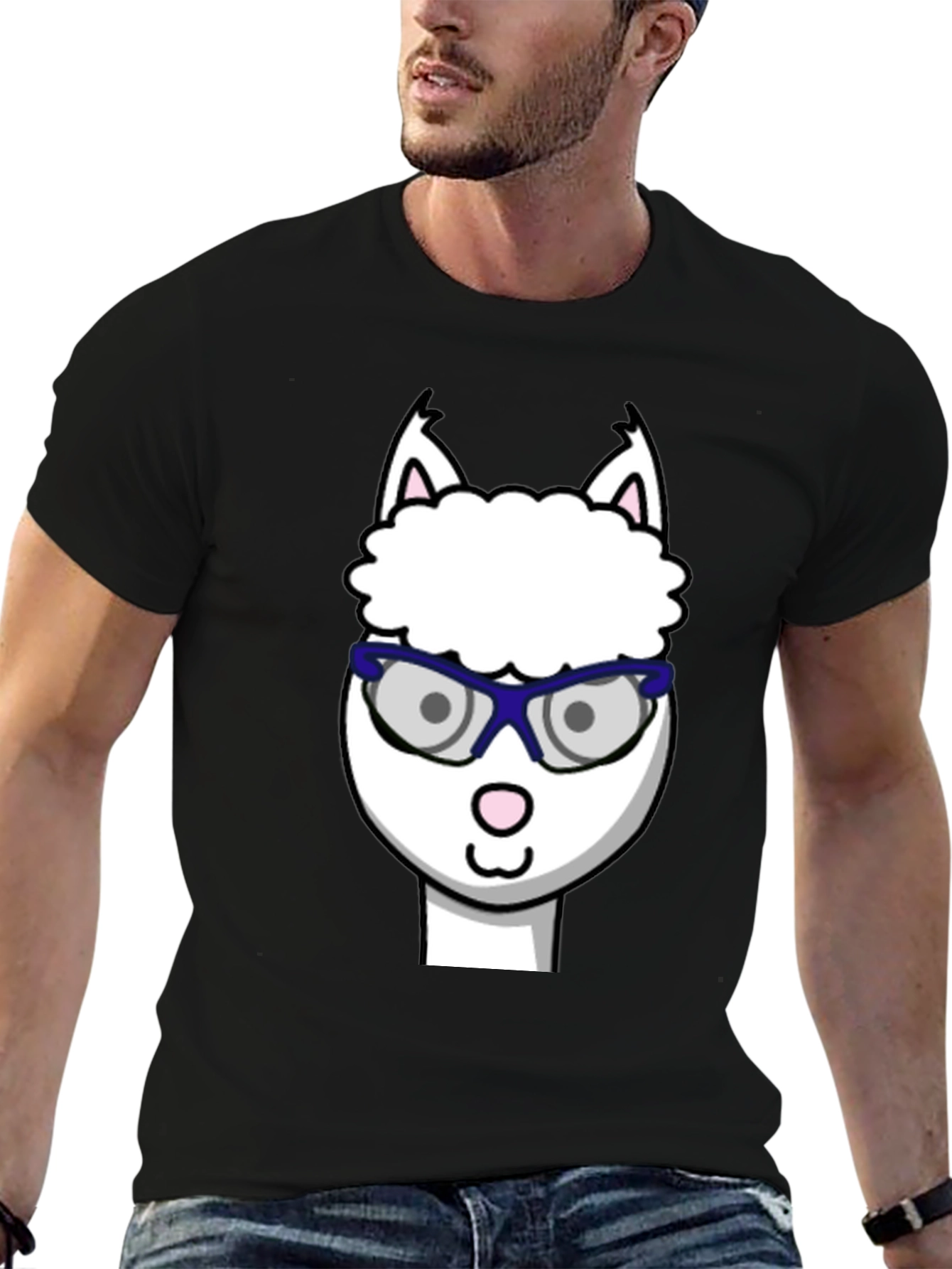 Alpaca with Glasses Graphic Tee - Funny Animal T-Shirt