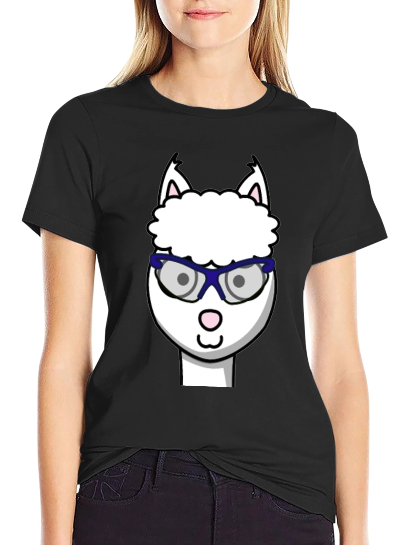 Alpaca with Glasses Graphic Tee - Funny Animal T-Shirt