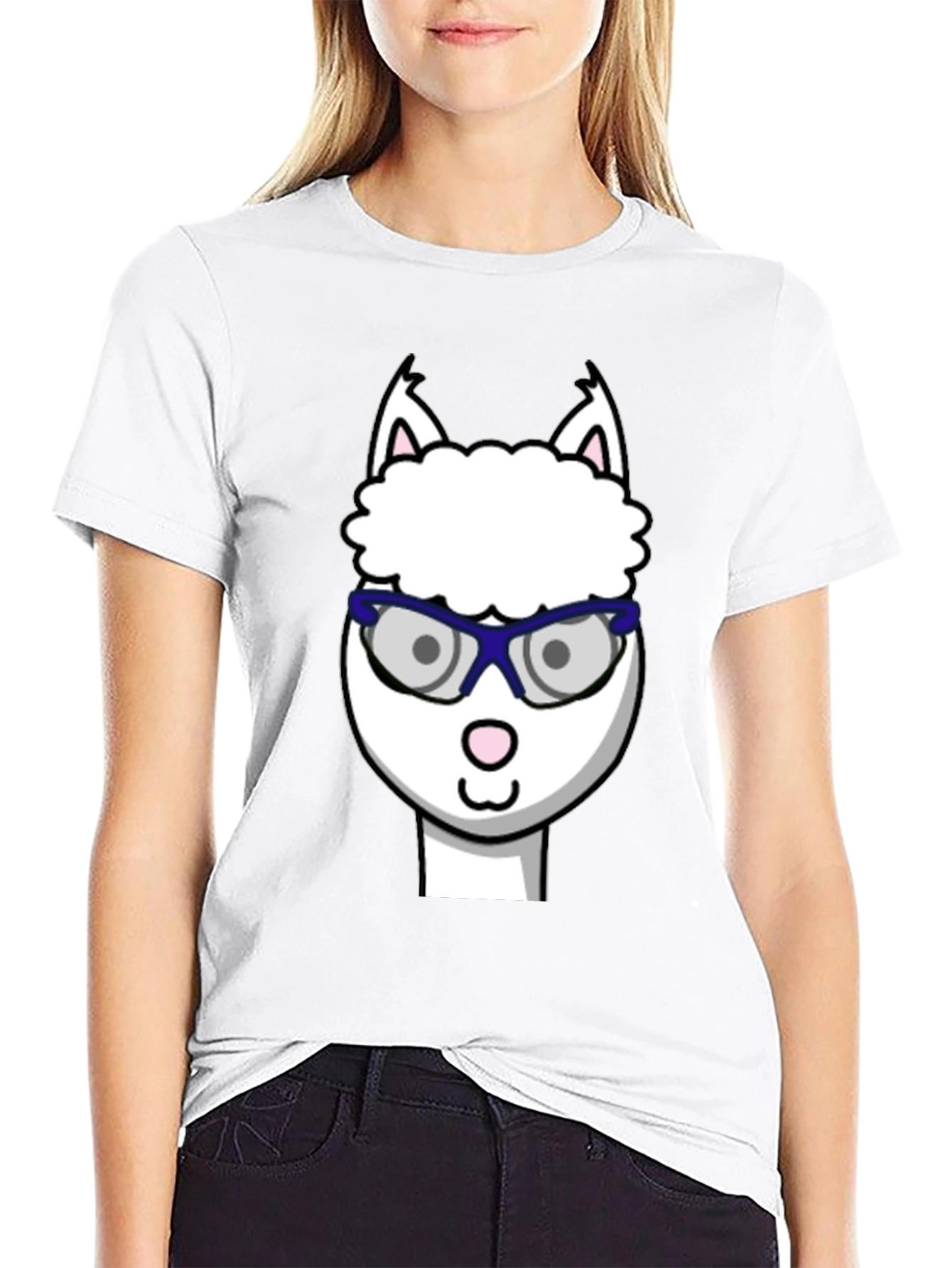Alpaca with Glasses Graphic Tee - Funny Animal T-Shirt
