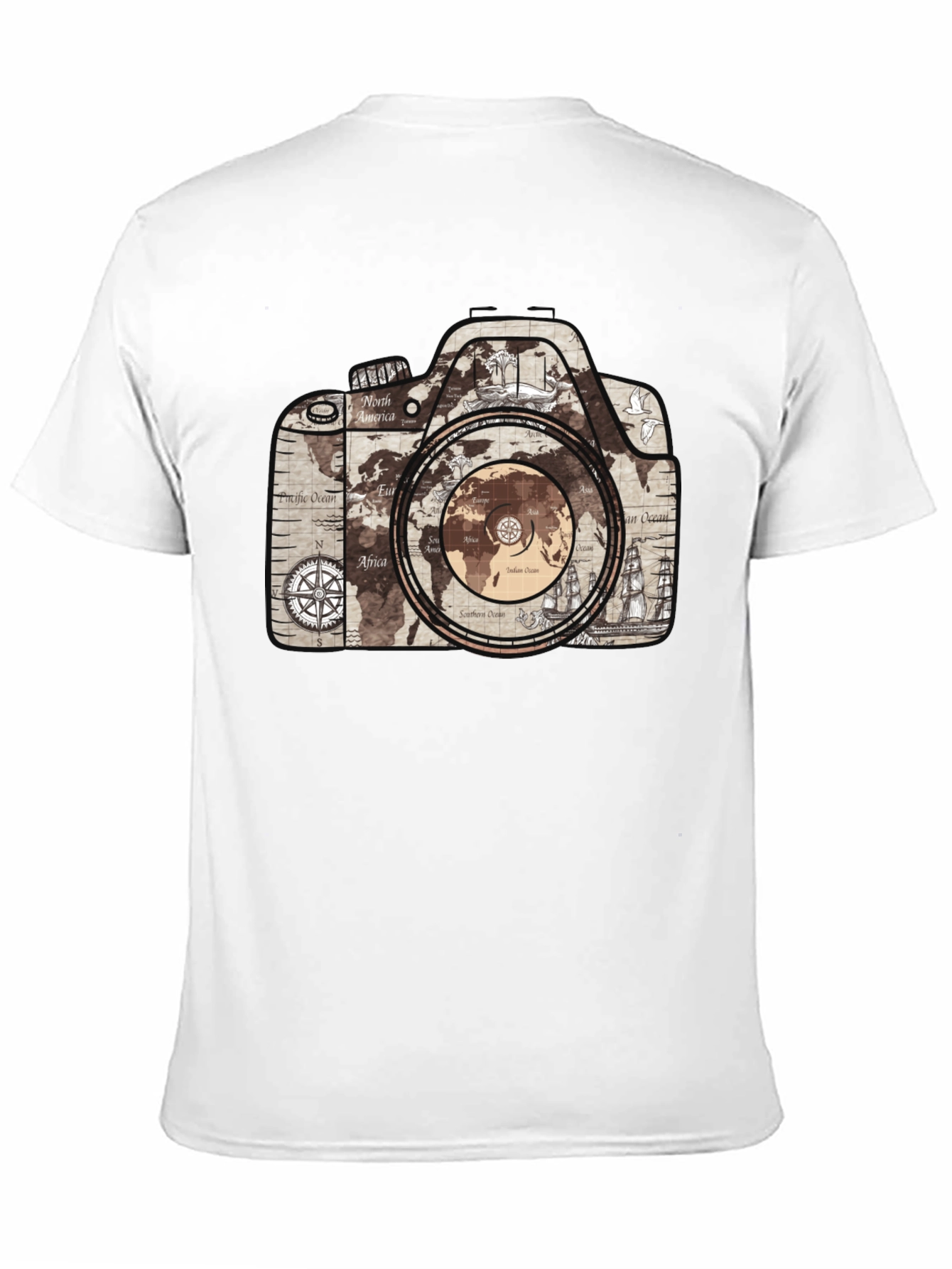 World Map Camera Graphic T-Shirt - Wanderlust Tee