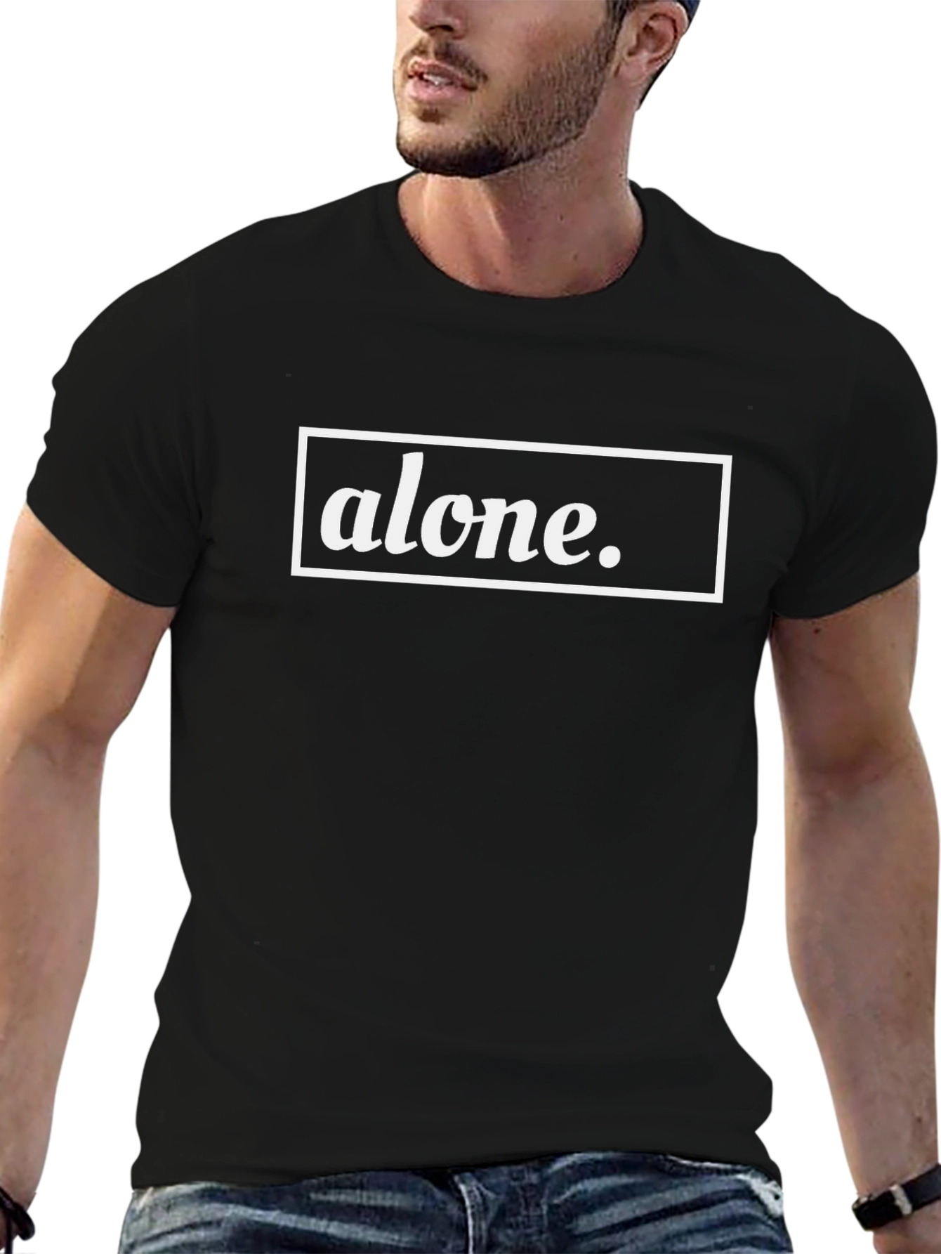 Alone Graphic Tee - Black Casual T-Shirt