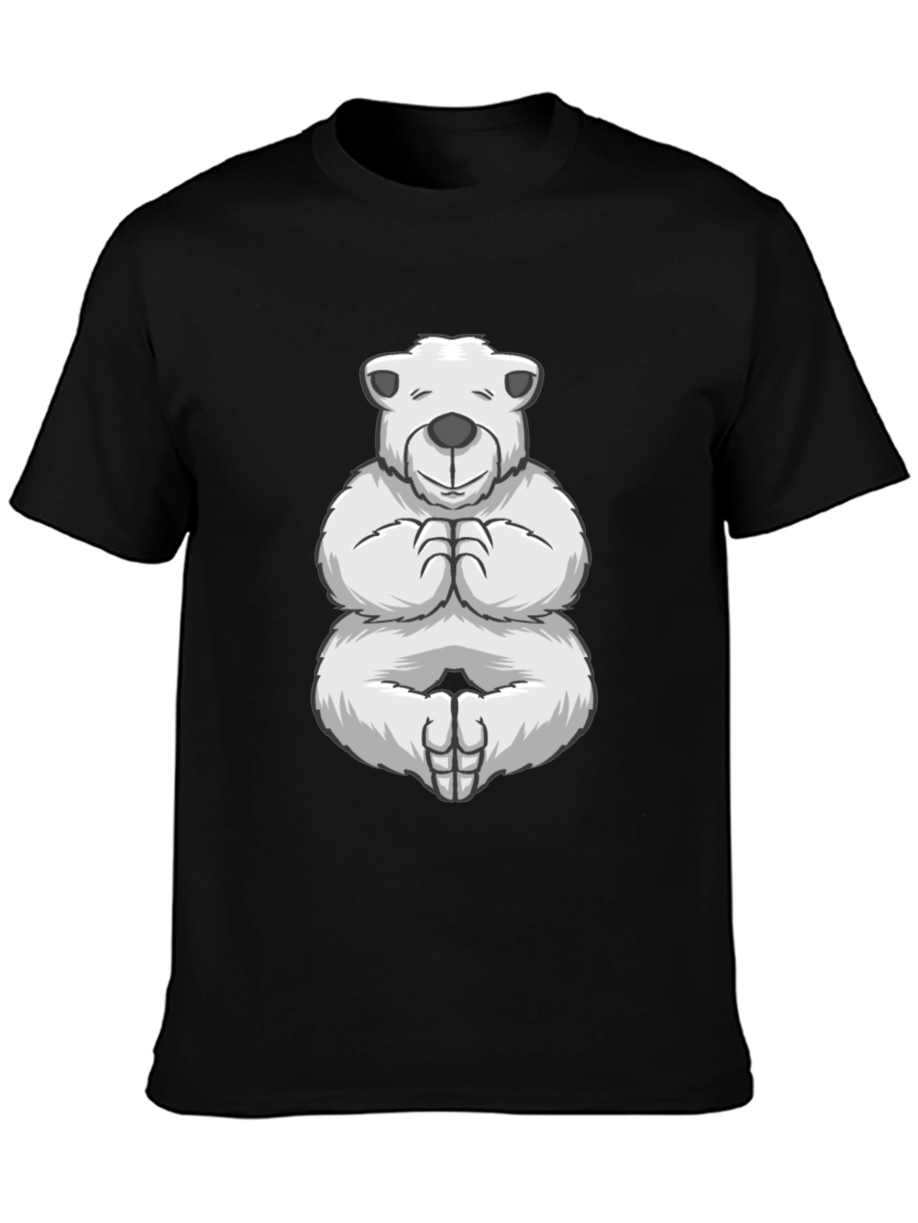 Zen Bear Black T-Shirt: Meditating Polar Bear Tee