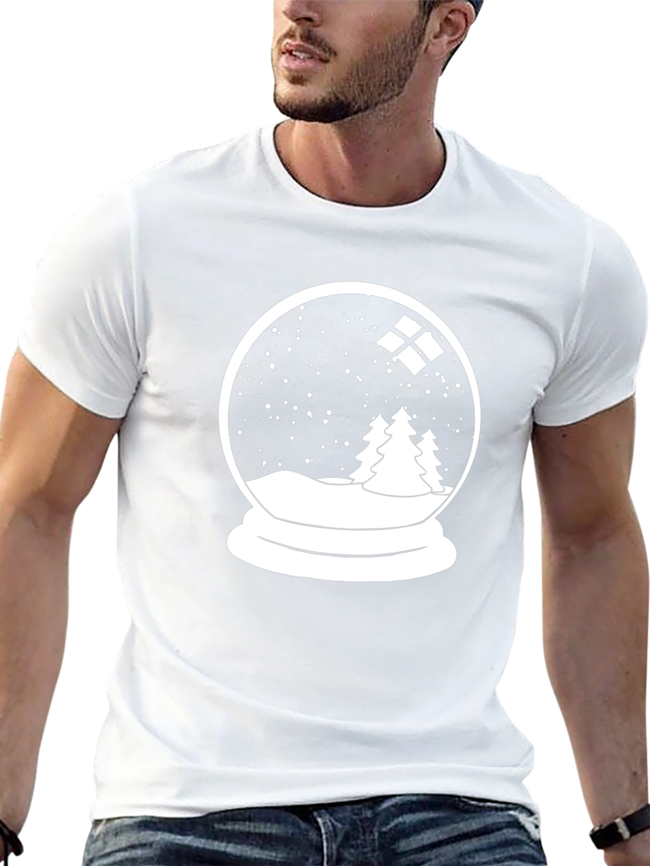 Winter Snow Globe Graphic T-Shirt - Black