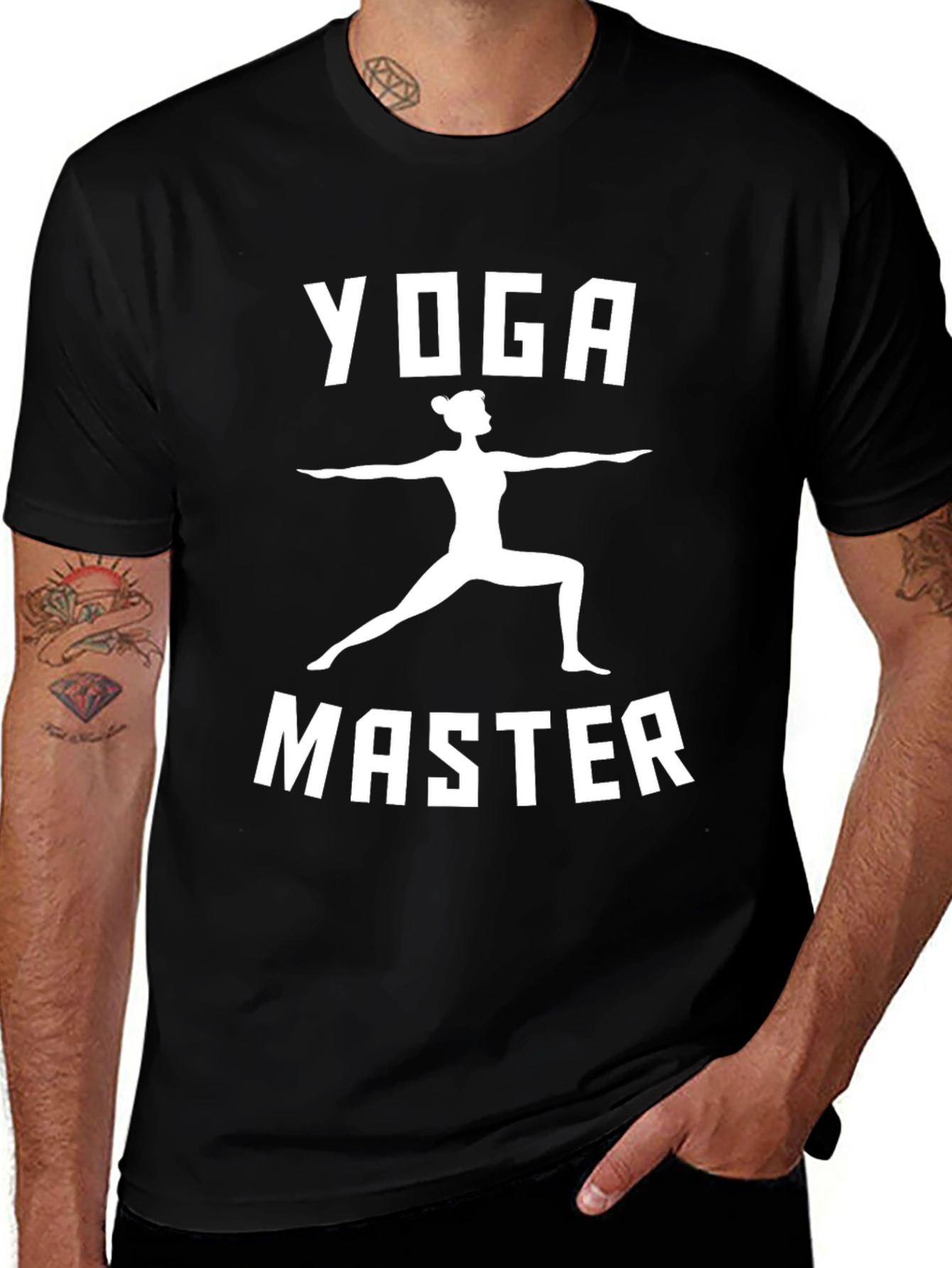 Yoga Master Graphic Tee - Black Cotton Shirt