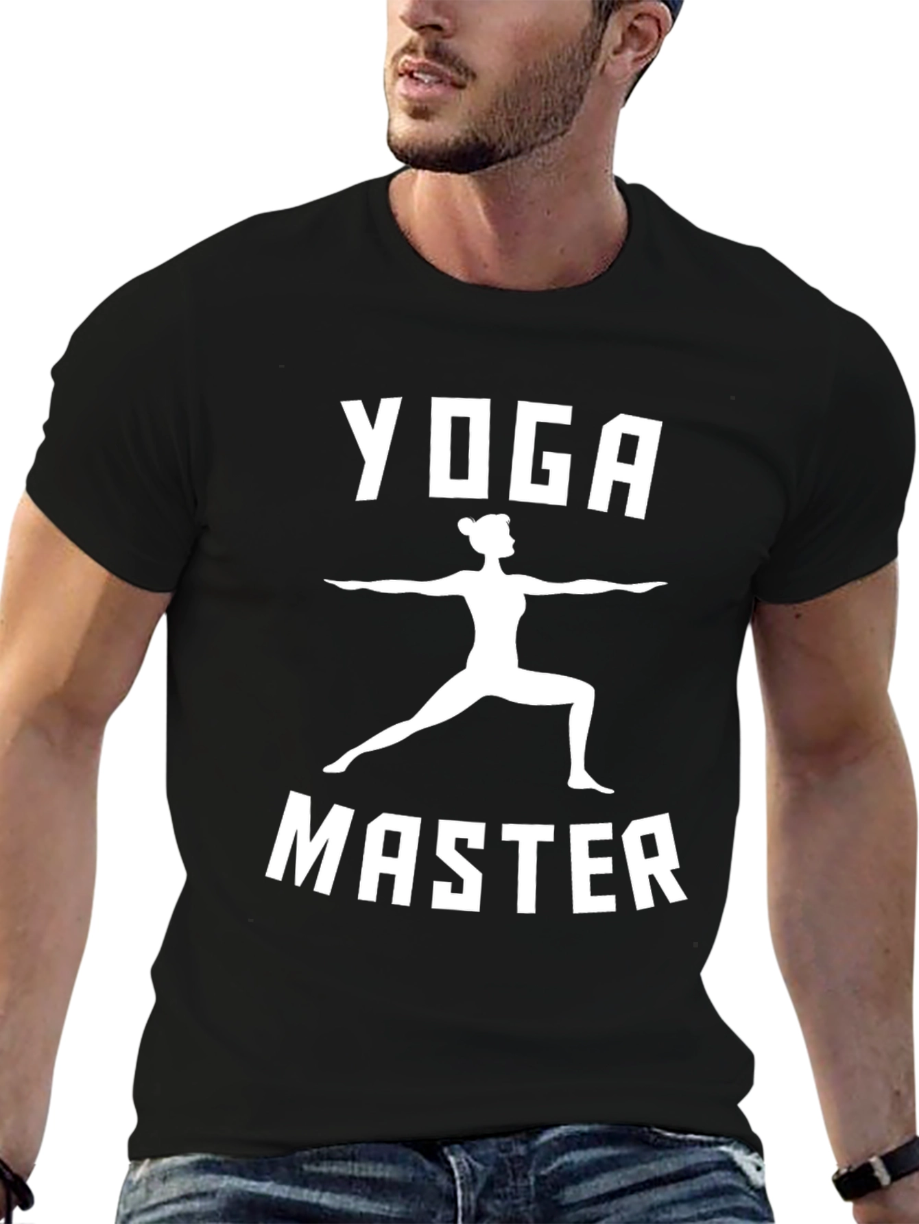 Yoga Master Graphic Tee - Black Cotton Shirt