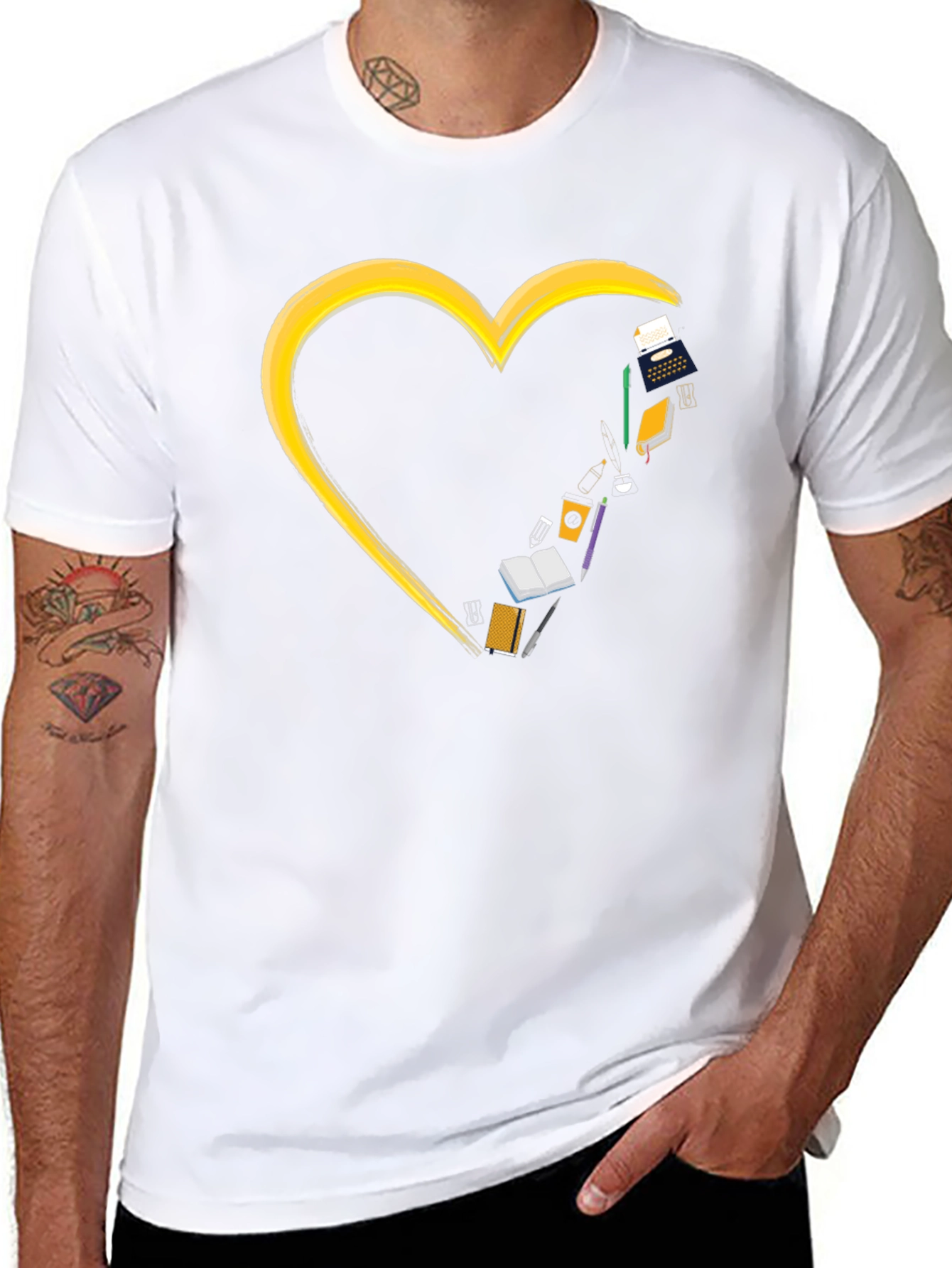 Writers Heart T-Shirt - Black Graphic Tee