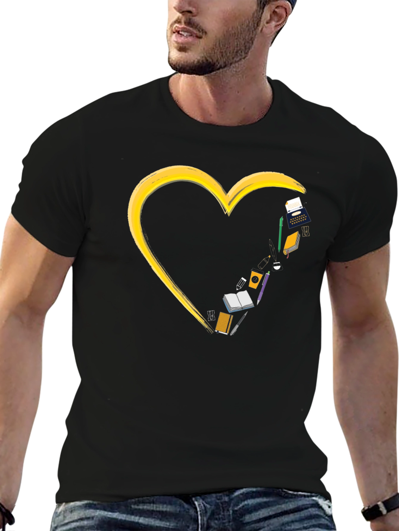 Writers Heart T-Shirt - Black Graphic Tee