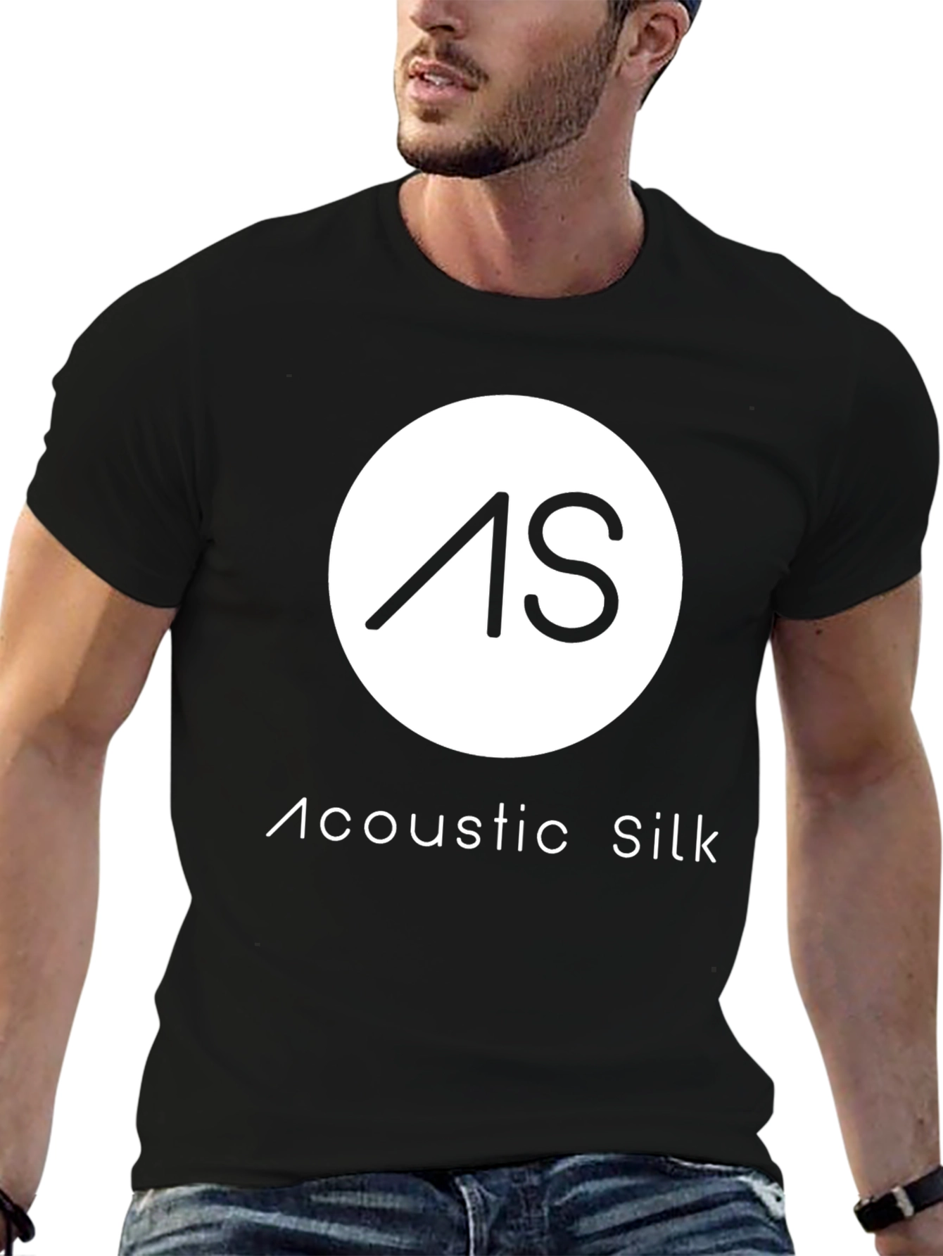 Acoustic Silk Black T-Shirt - Modern Design