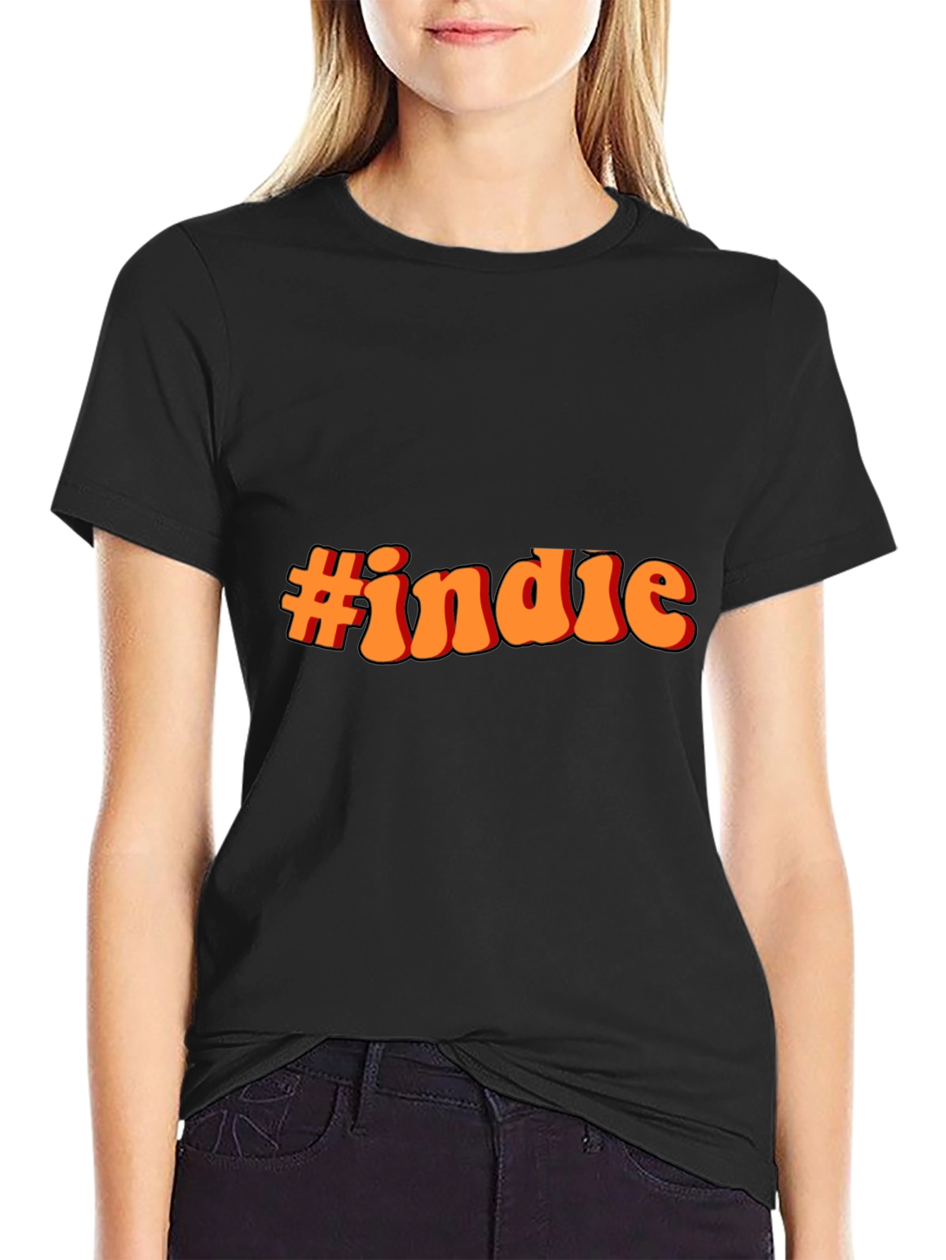 #indie Black T-Shirt - Retro Style