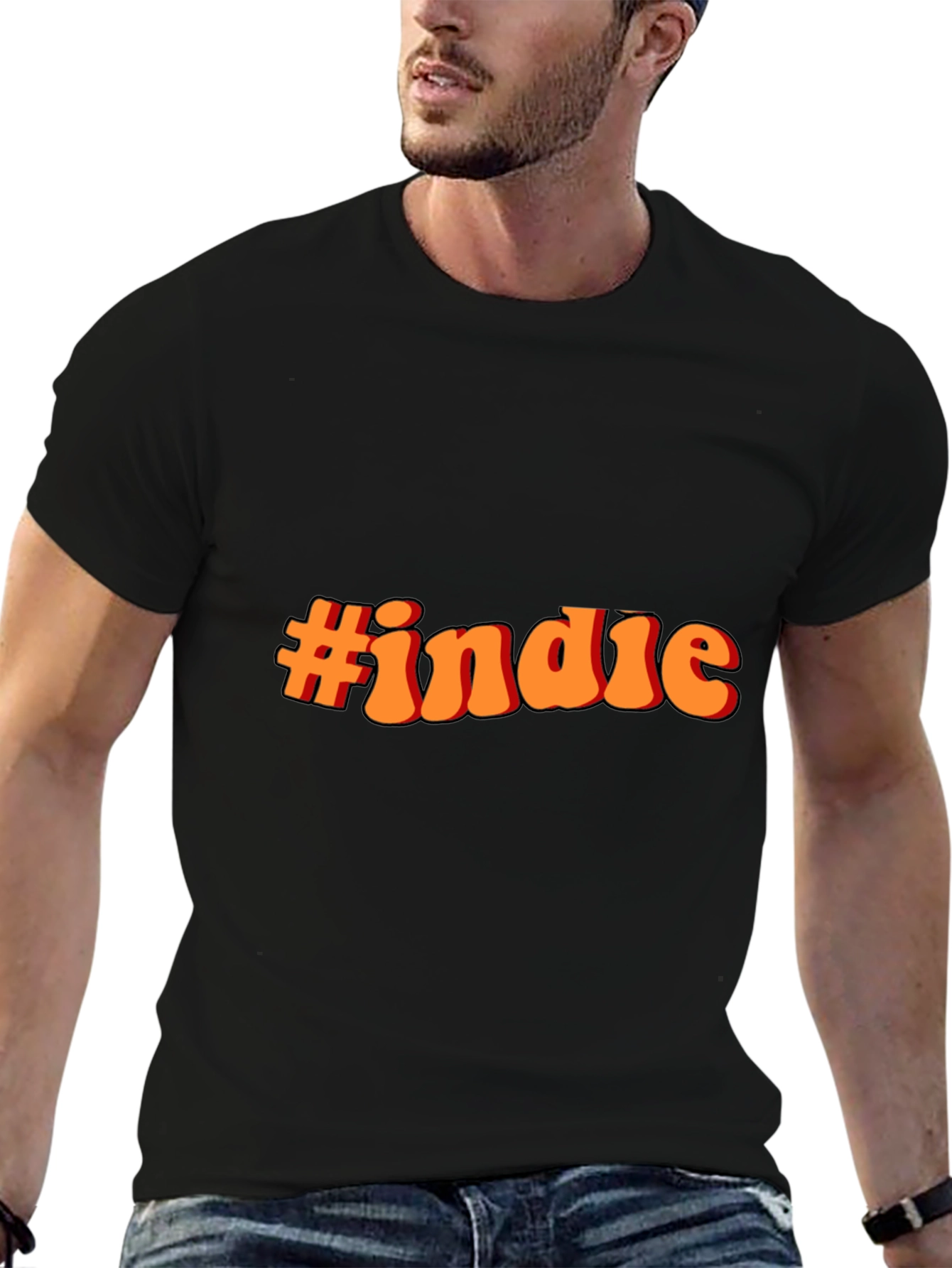 #indie Black T-Shirt - Retro Style