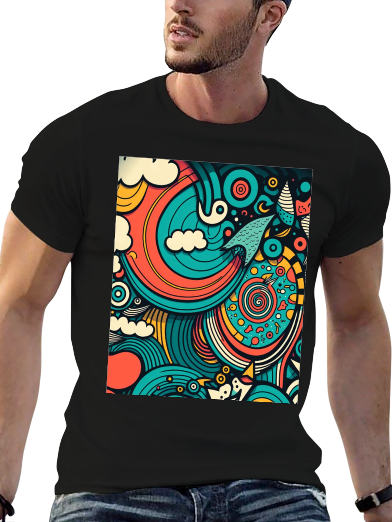 Abstract Art Graphic Tee - Modern Design Comfort