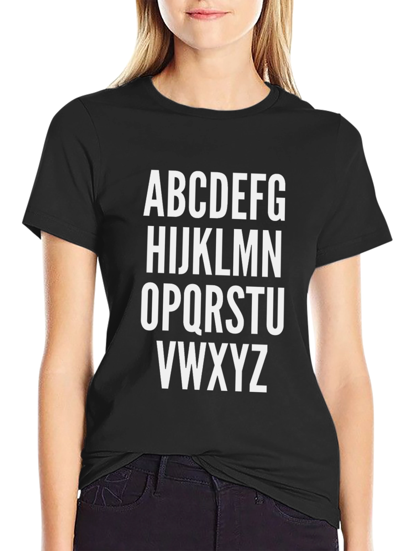 Alphabet Letter Print Crew Neck T-Shirt