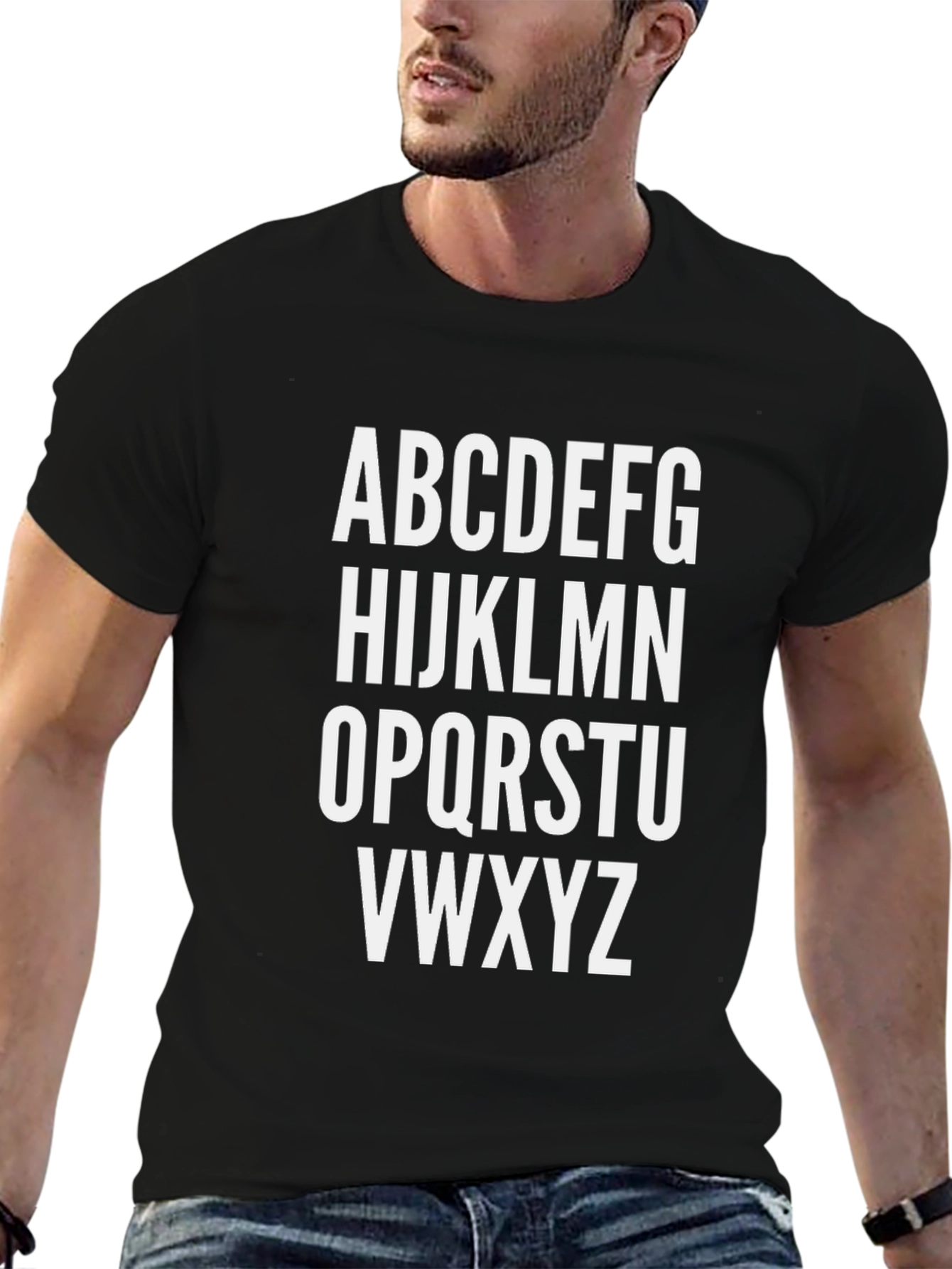 Alphabet Letter Print Crew Neck T-Shirt