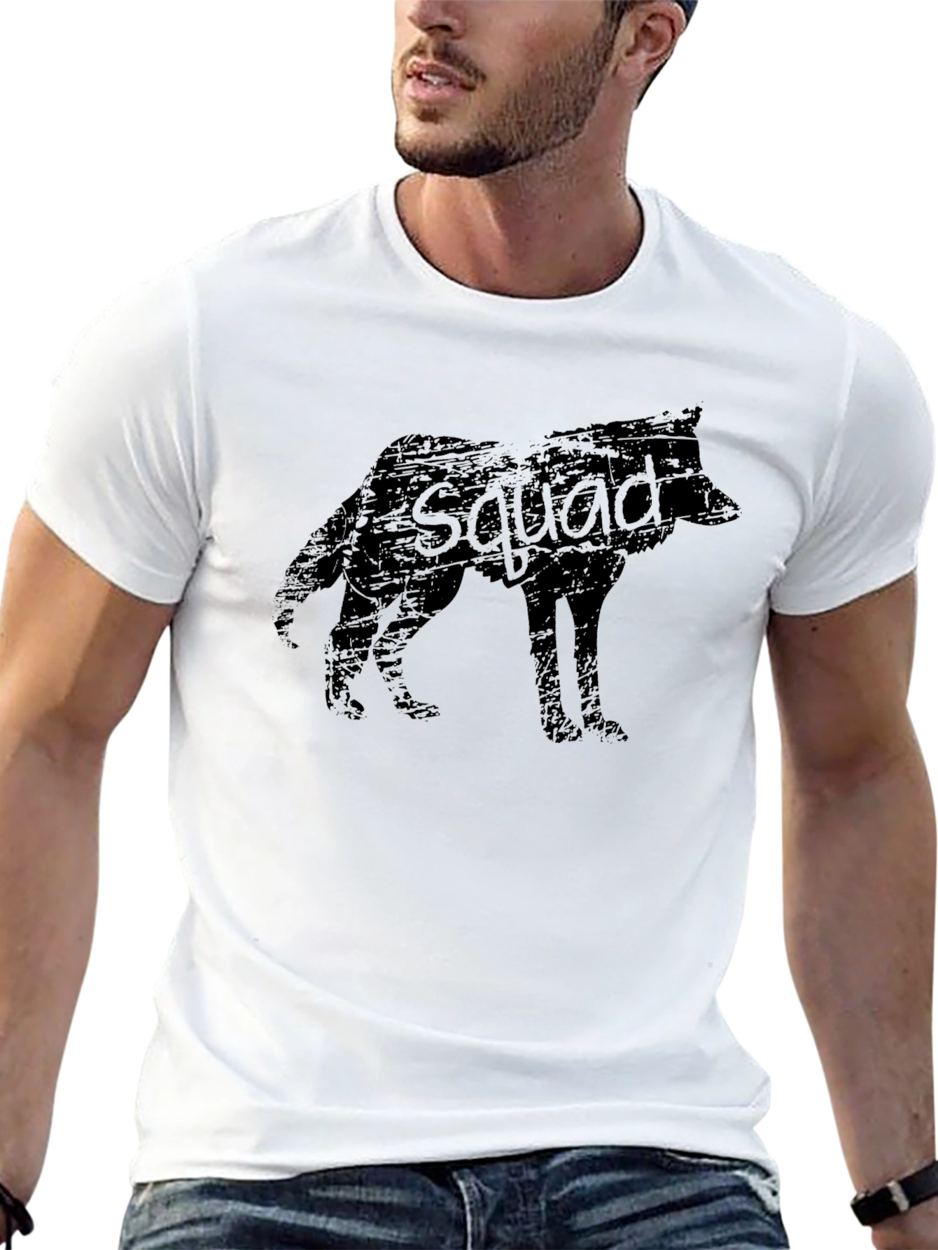 Wolf Squad Graphic Tee - Black Cotton T-Shirt
