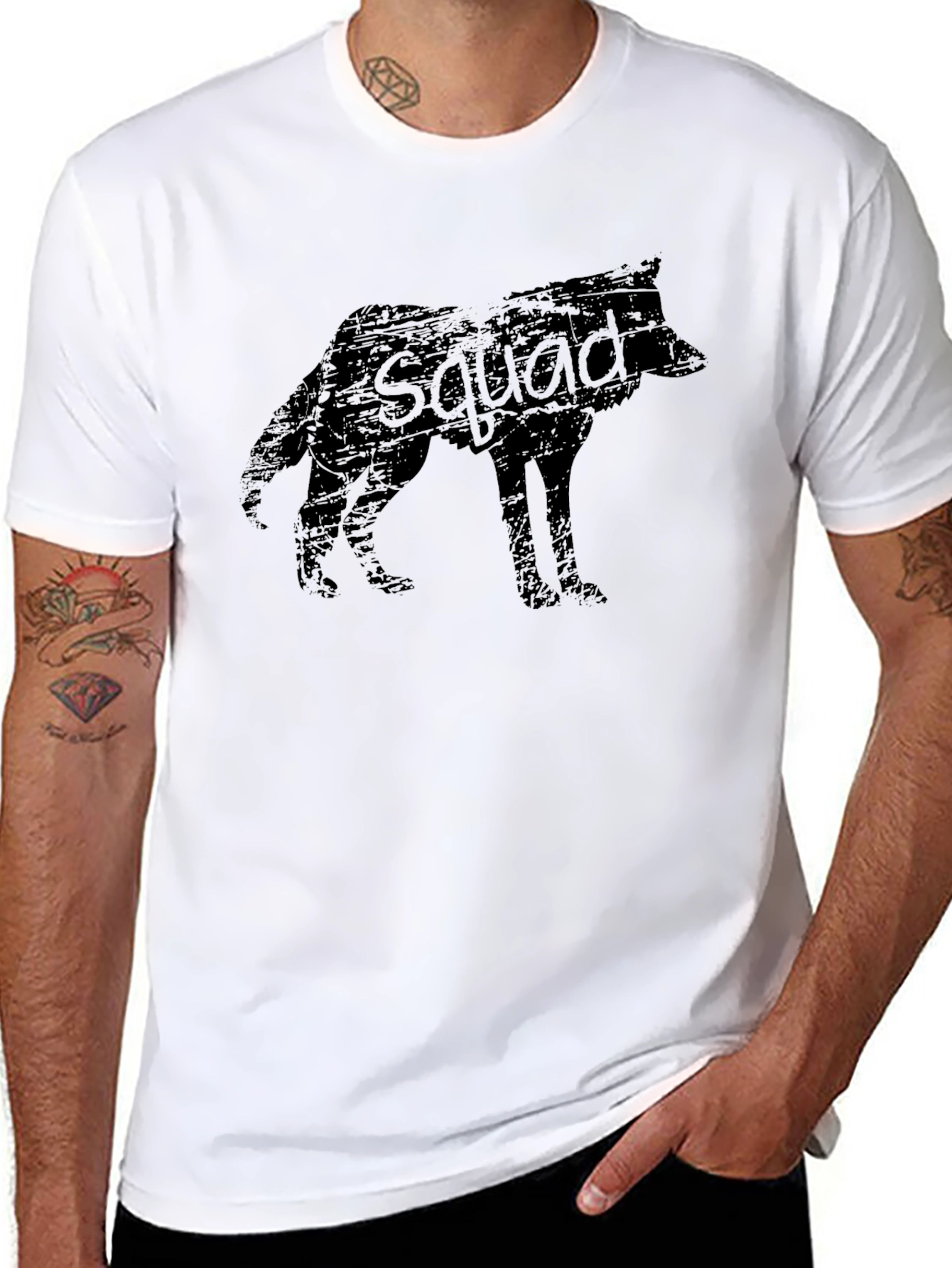 Wolf Squad Graphic Tee - Black Cotton T-Shirt