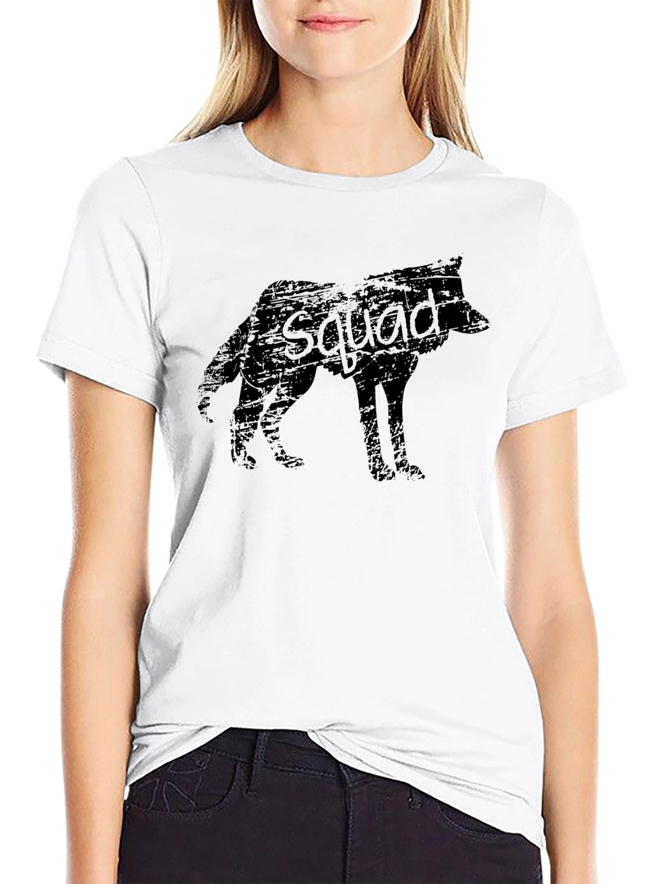 Wolf Squad Graphic Tee - Black Cotton T-Shirt