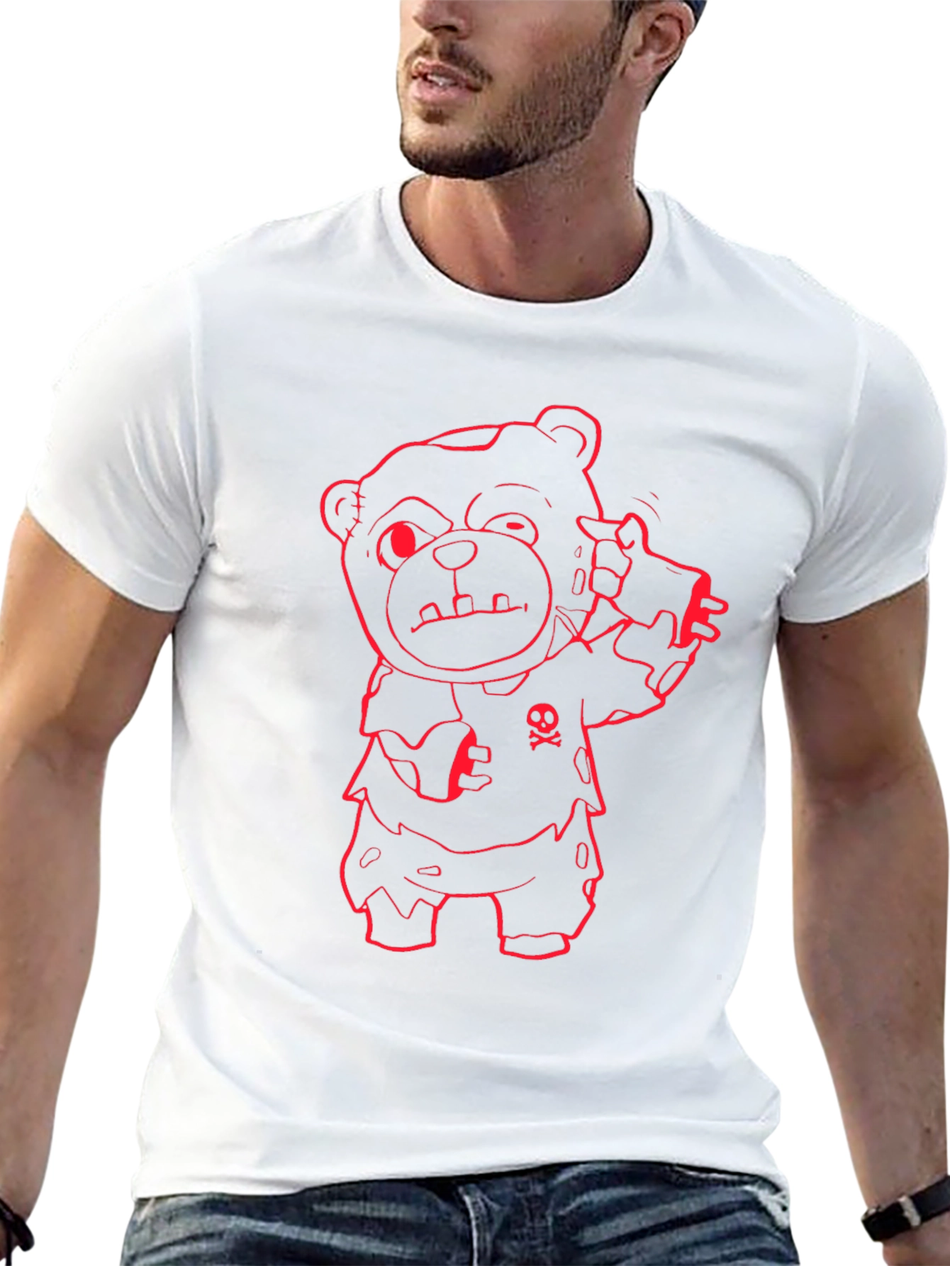 Zombie Teddy Bear Graphic Tee - Mens Black T-Shirt