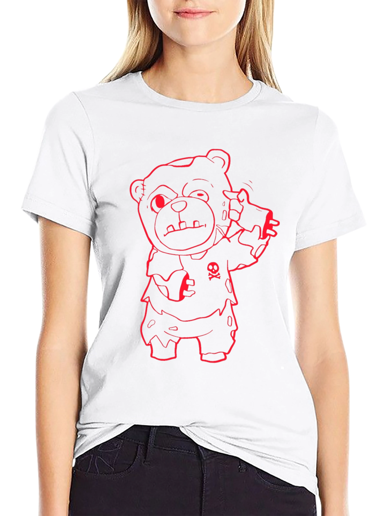 Zombie Teddy Bear Graphic Tee - Mens Black T-Shirt